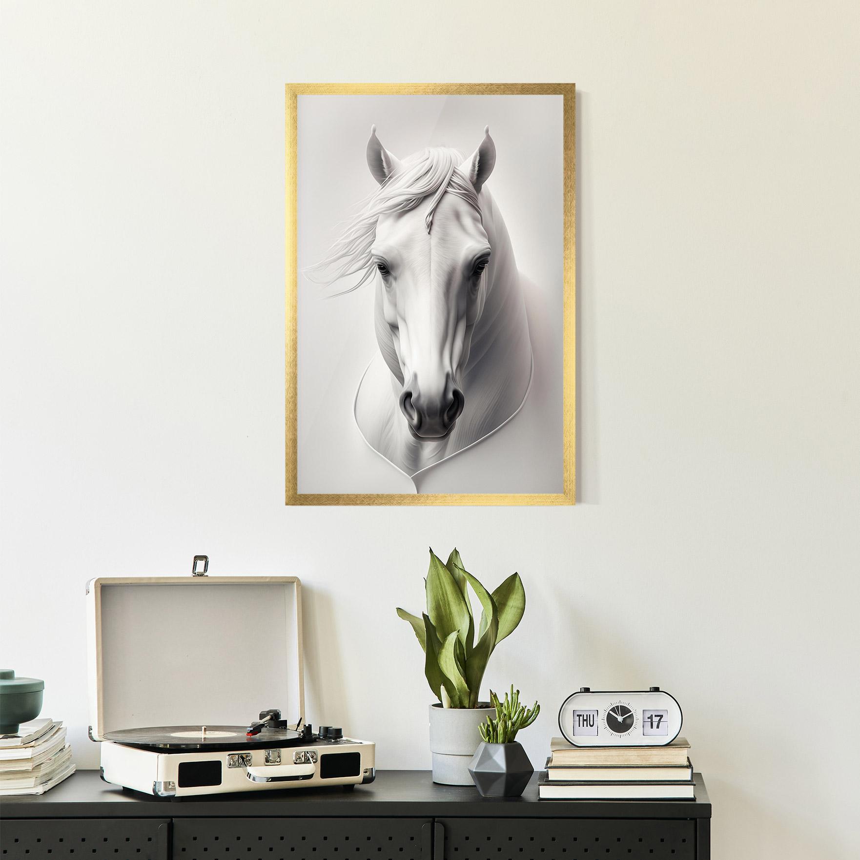 Plakat w Ramie White Horse Portrait mockup 2