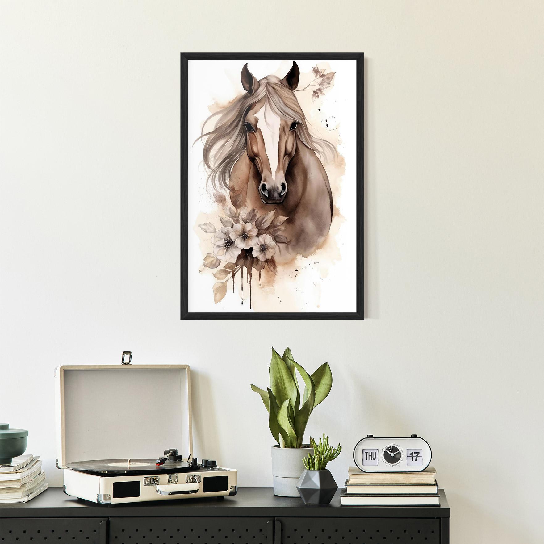 Plakat w Ramie Flower Brown Horse mockup 2