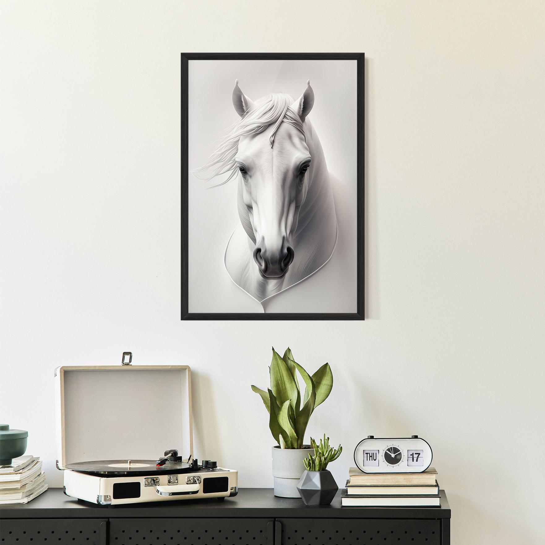Plakat w Ramie White Horse Portrait mockup 2
