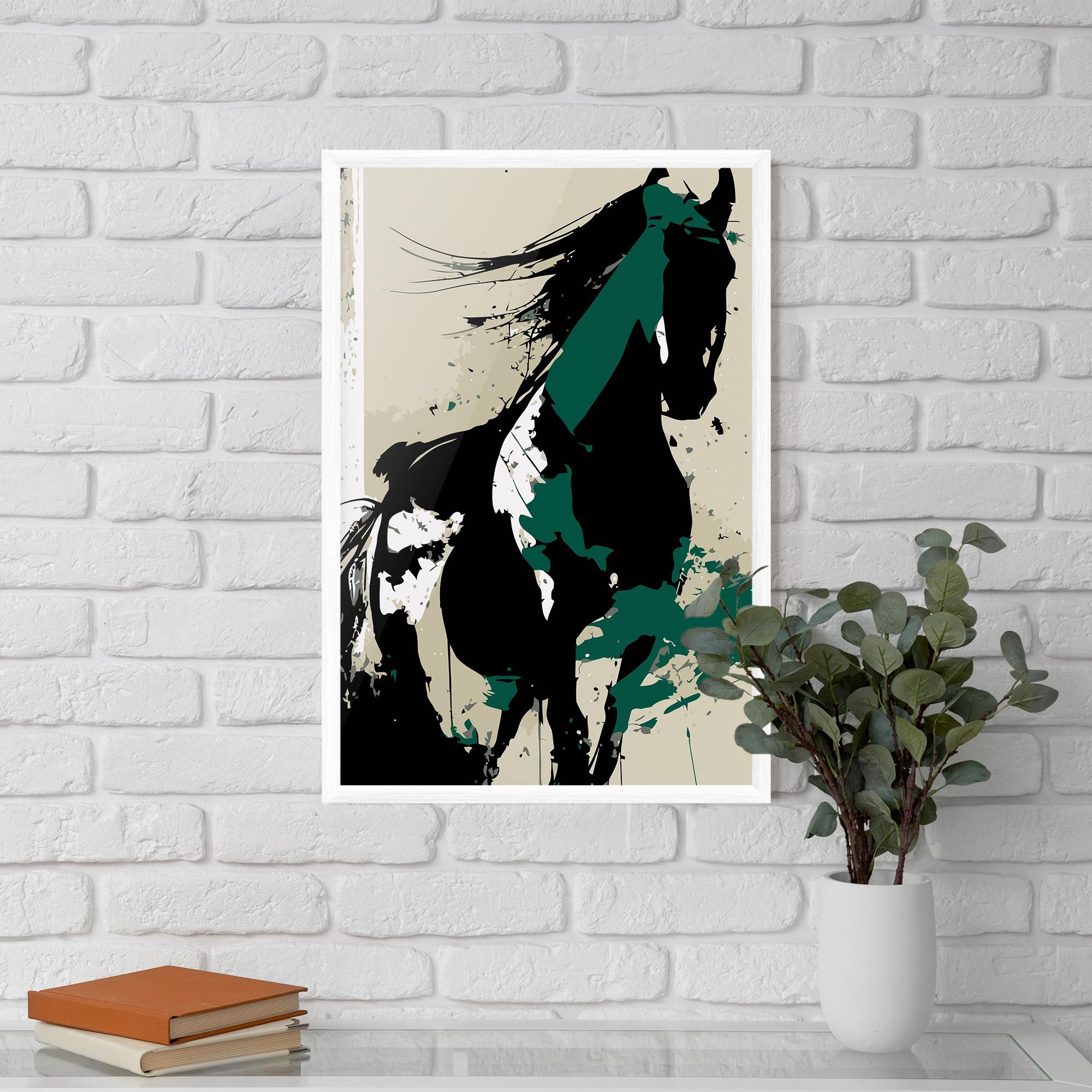 Plakat w Ramie Black Green Horse mockup 5