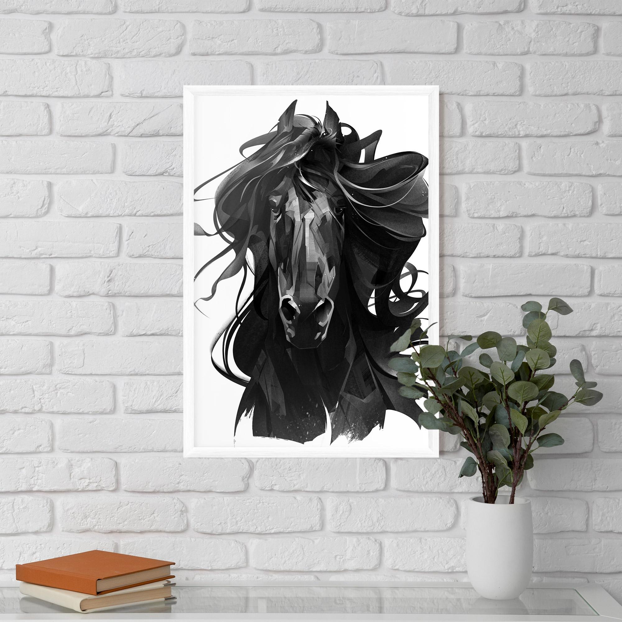 Plakat w Ramie Black Horse Portrait mockup 5