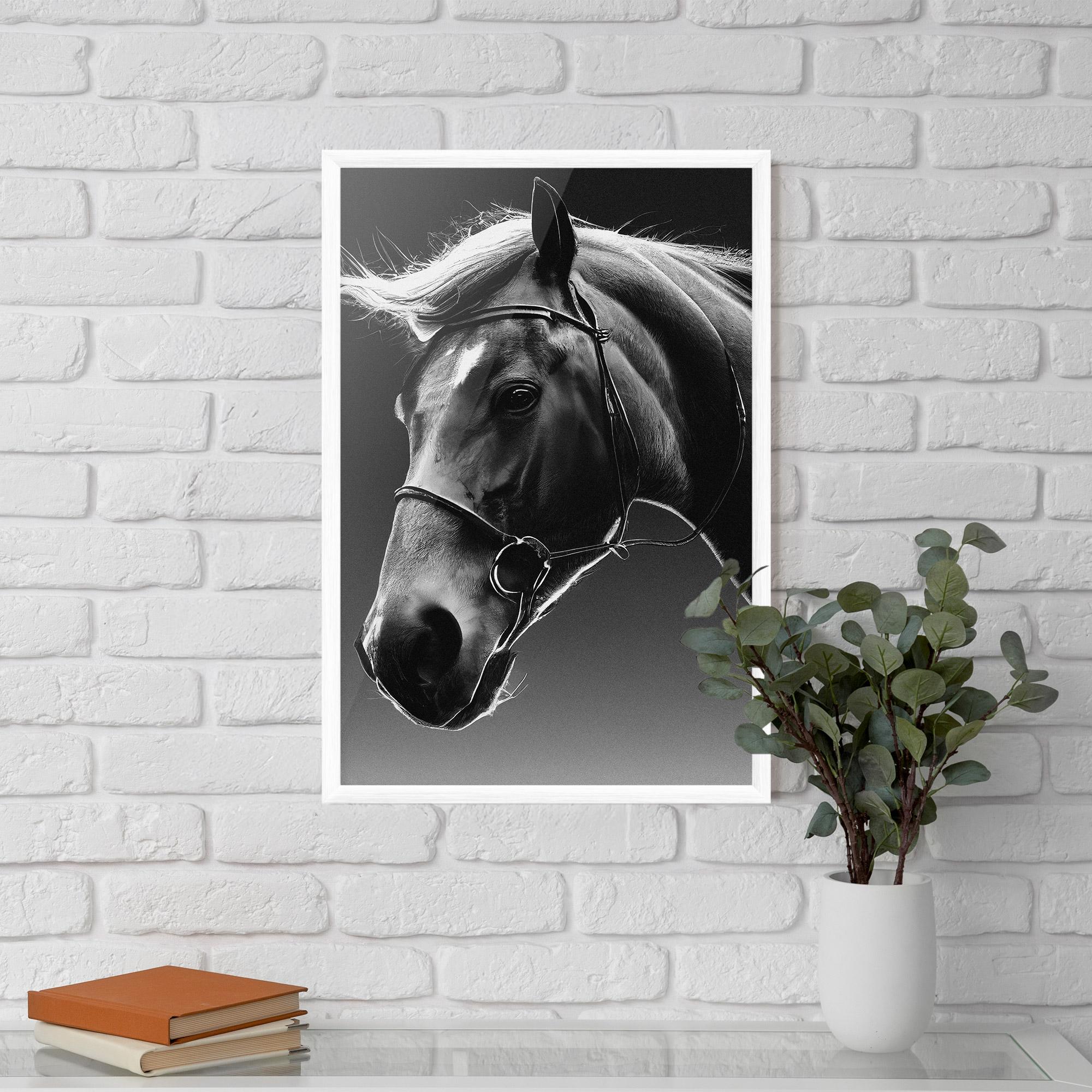 Plakat w Ramie Black Horse Profile mockup 5