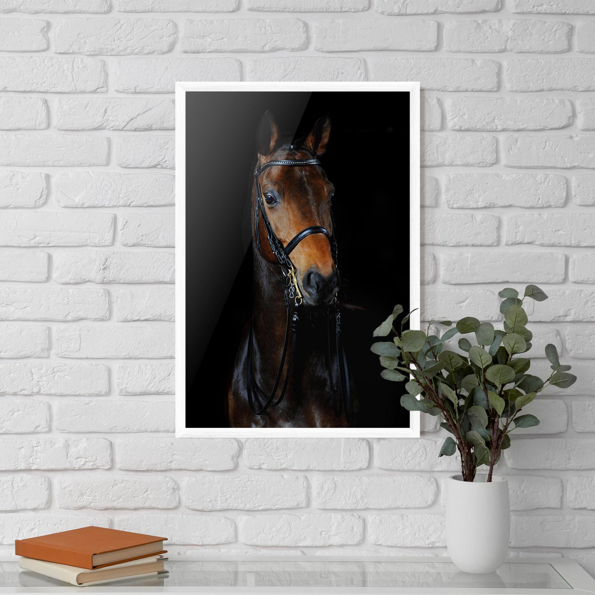 Plakat w Ramie Brown Horse On Black mockup 5