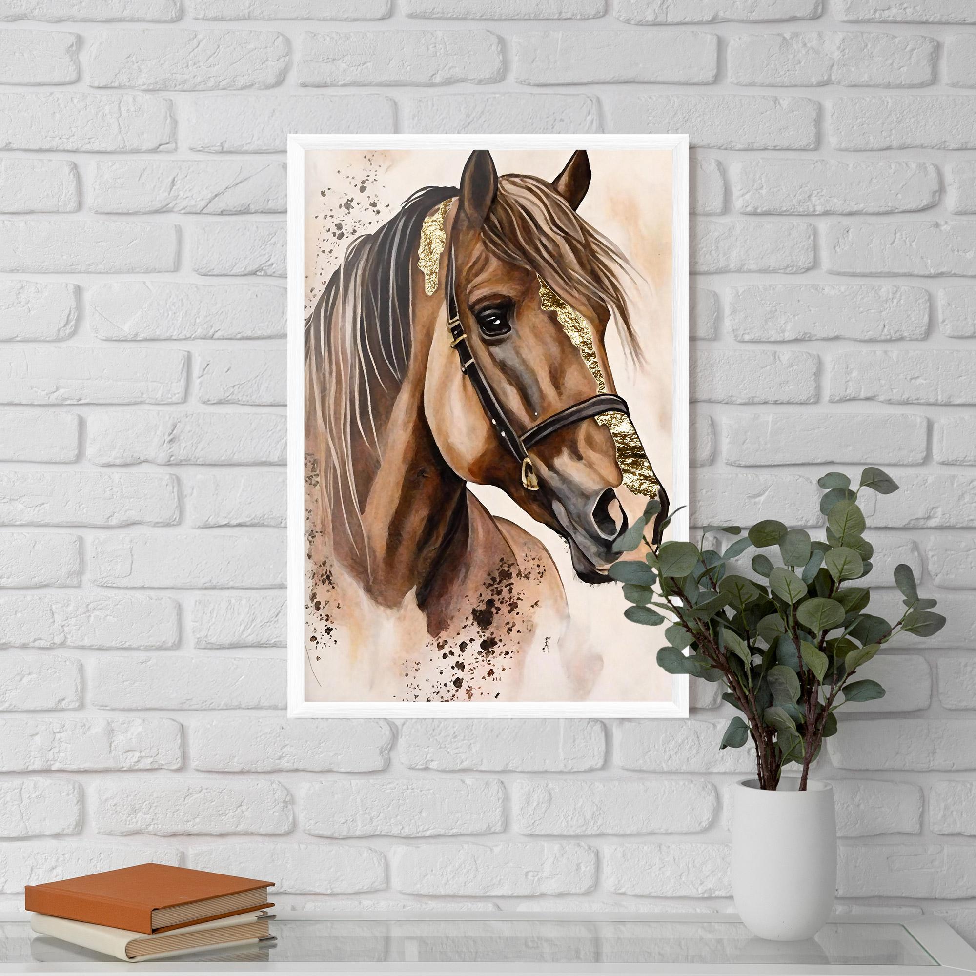 Plakat w Ramie Gold Horse Painting mockup 5
