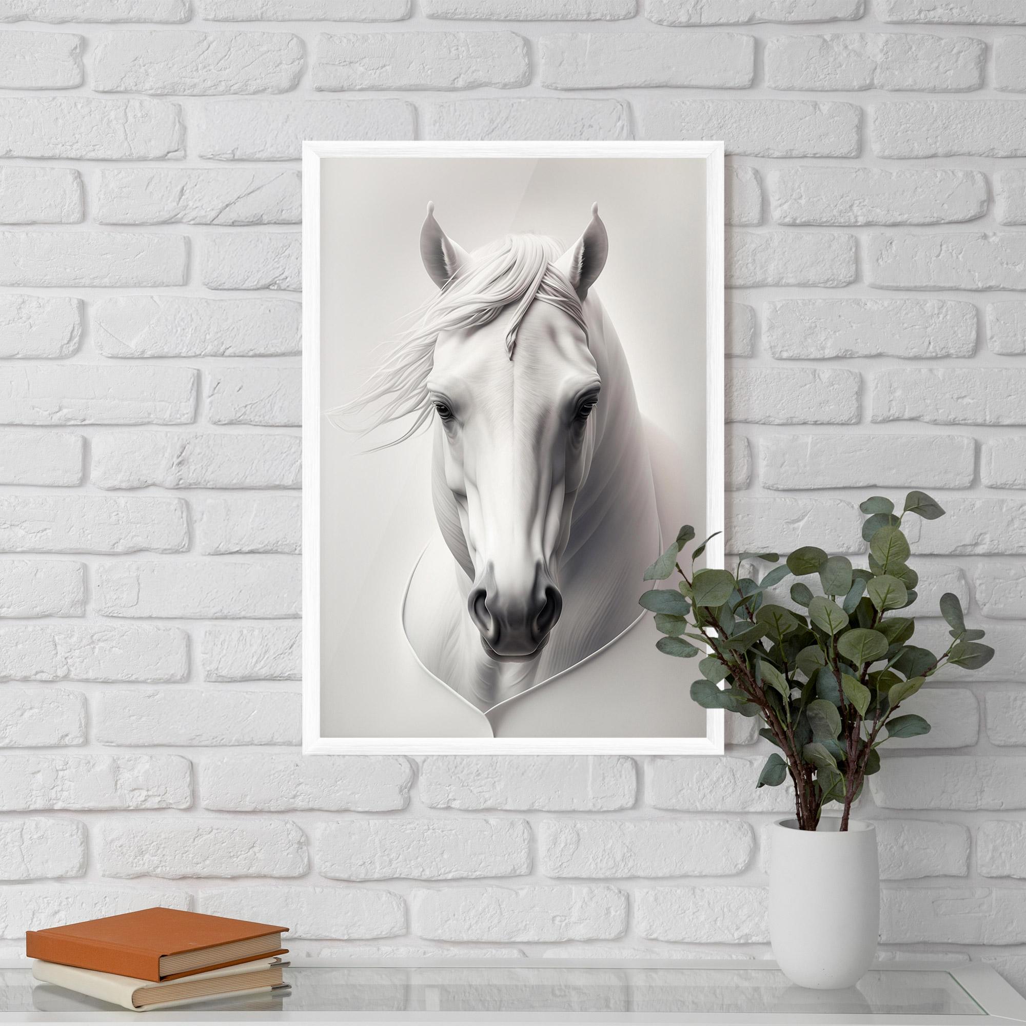 Plakat w Ramie White Horse Portrait mockup 5
