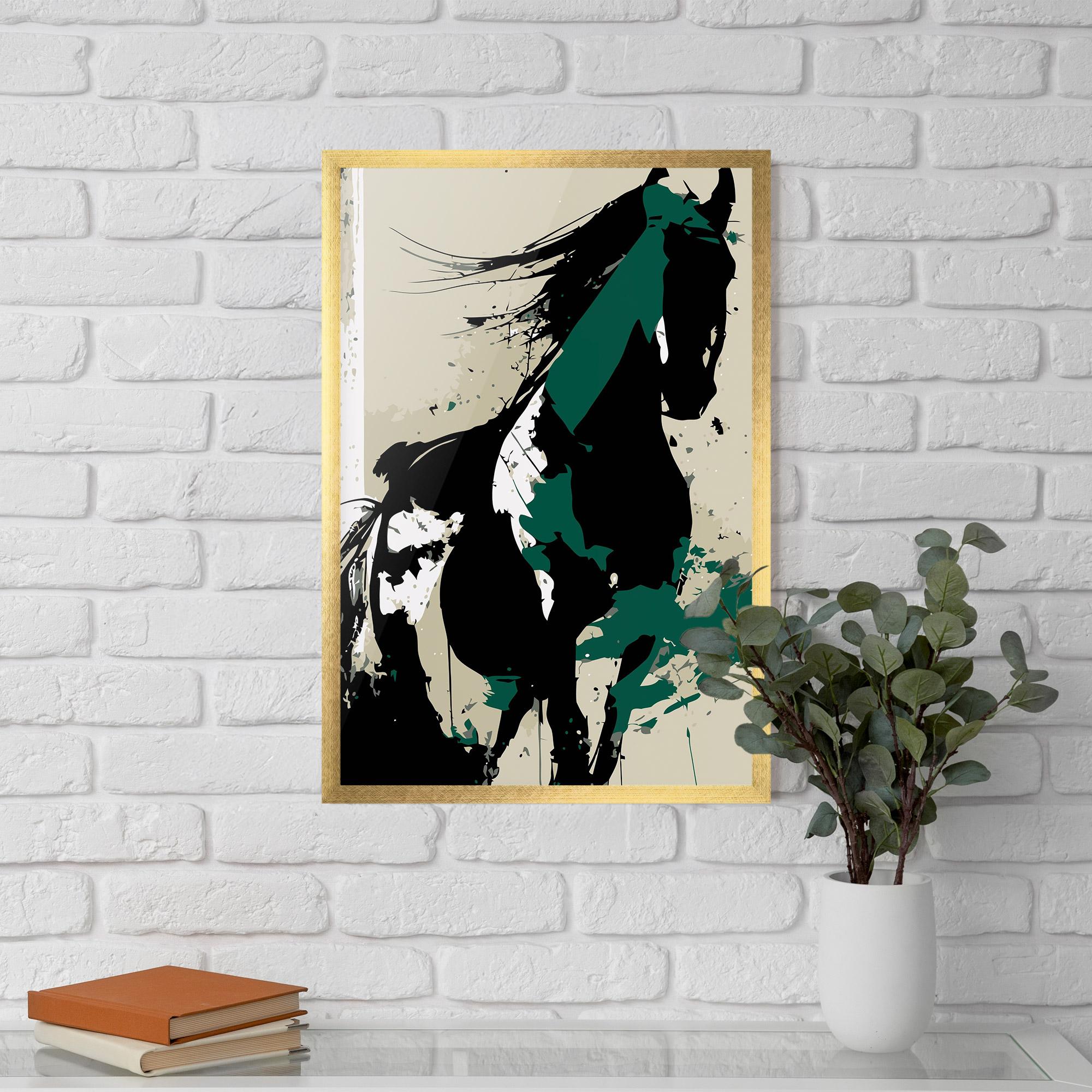 Plakat w Ramie Black Green Horse mockup 5