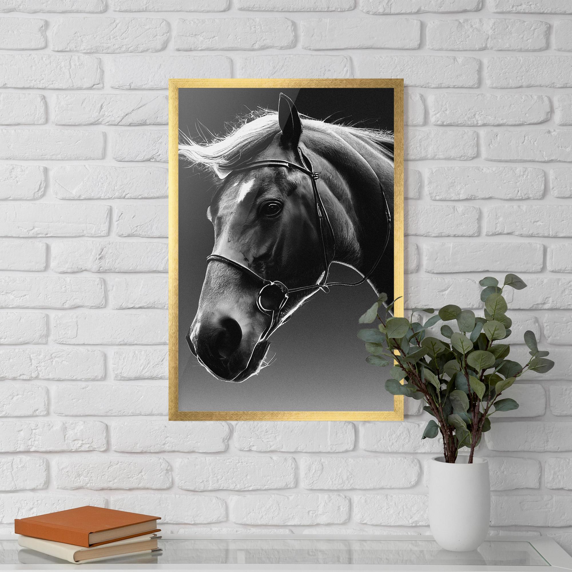 Plakat w Ramie Black Horse Profile mockup 5
