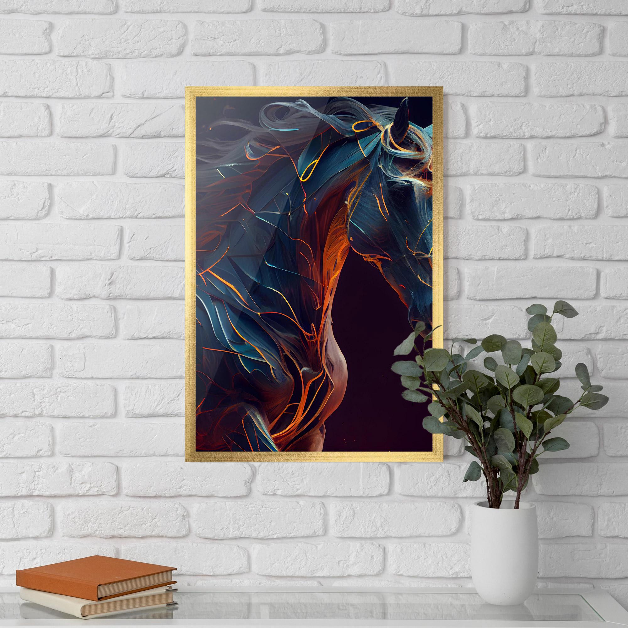 Plakat w Ramie Fire Lines Horse mockup 5