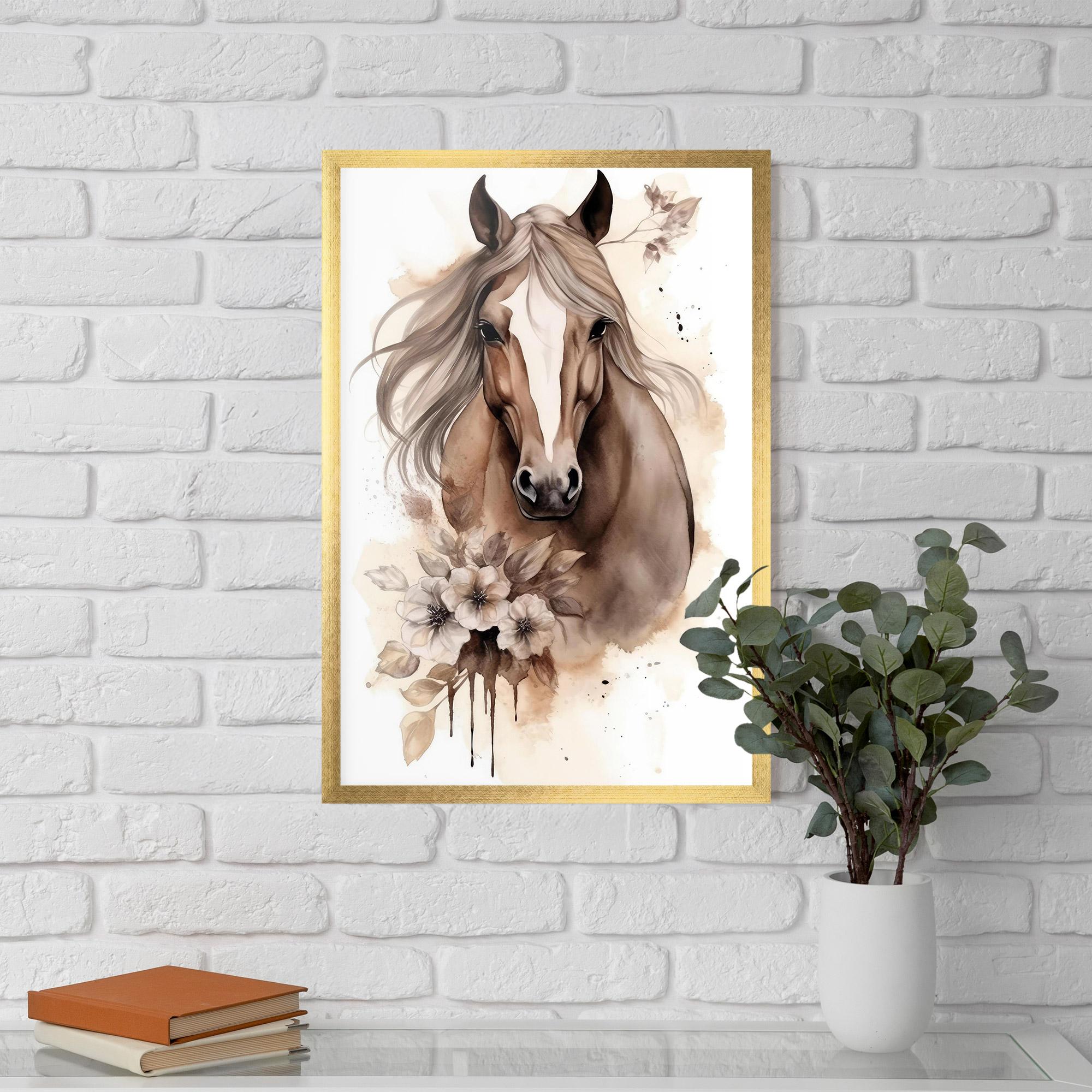 Plakat w Ramie Flower Brown Horse mockup 5