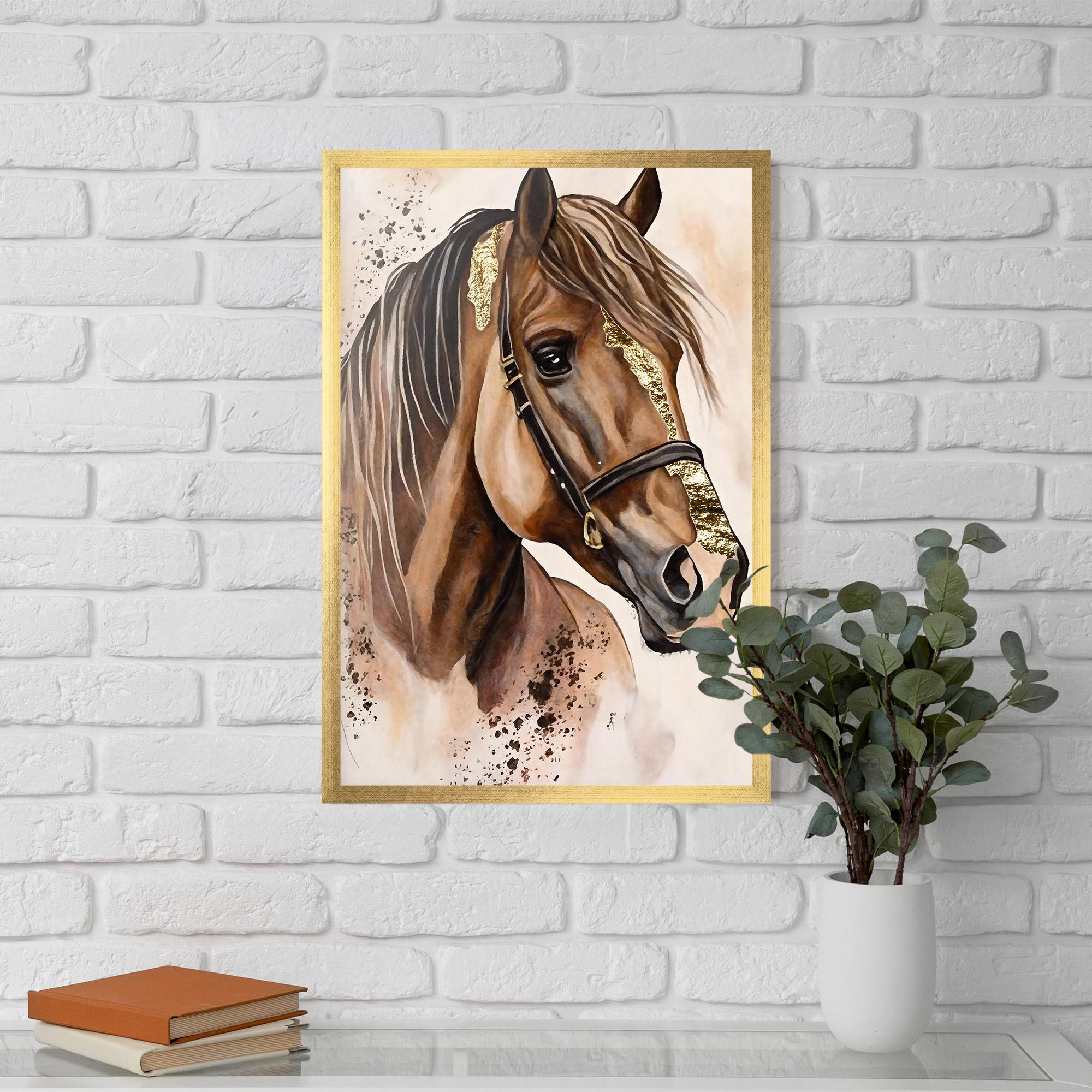 Plakat w Ramie Gold Horse Painting mockup 5