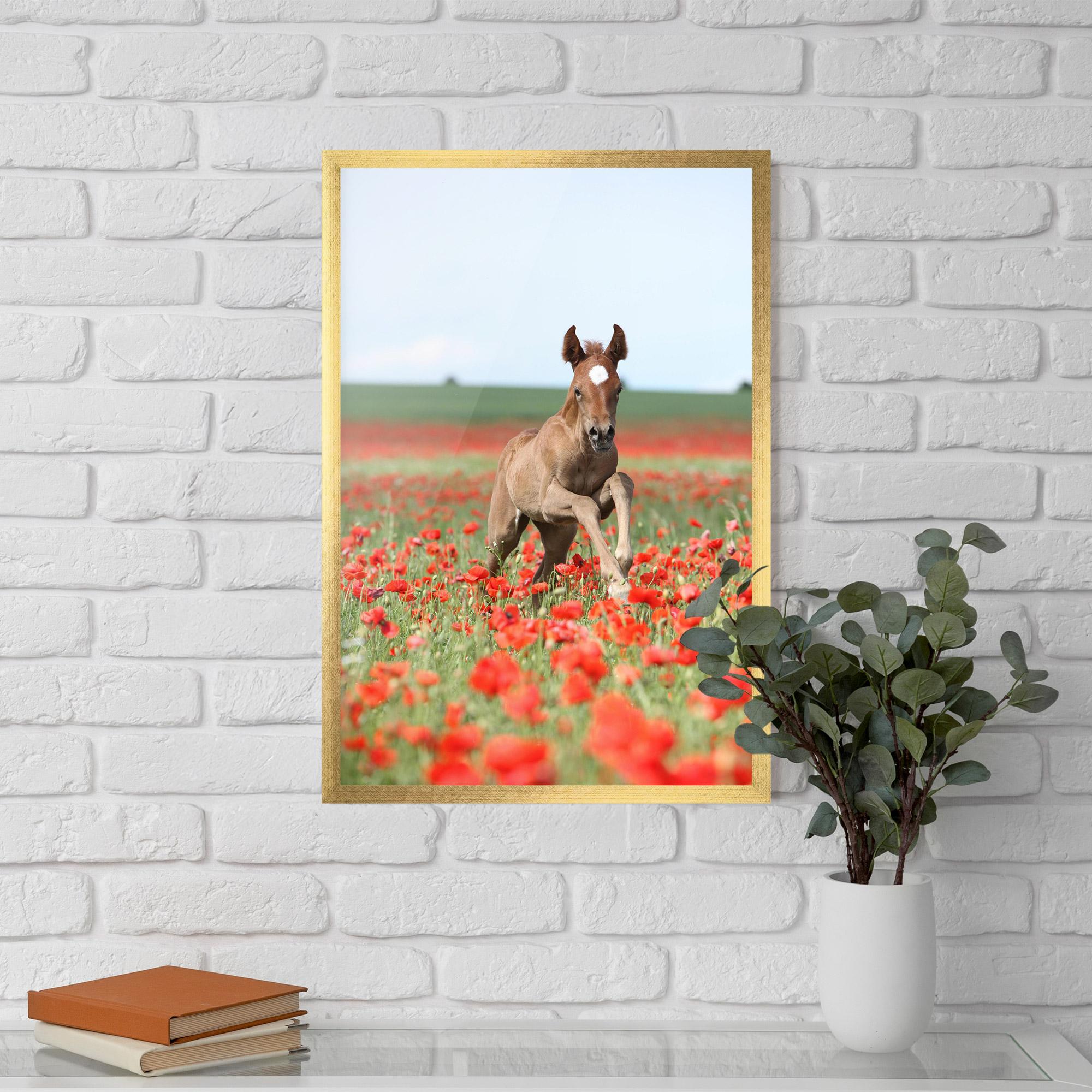 Plakat w Ramie Red Flowers Horse mockup 5