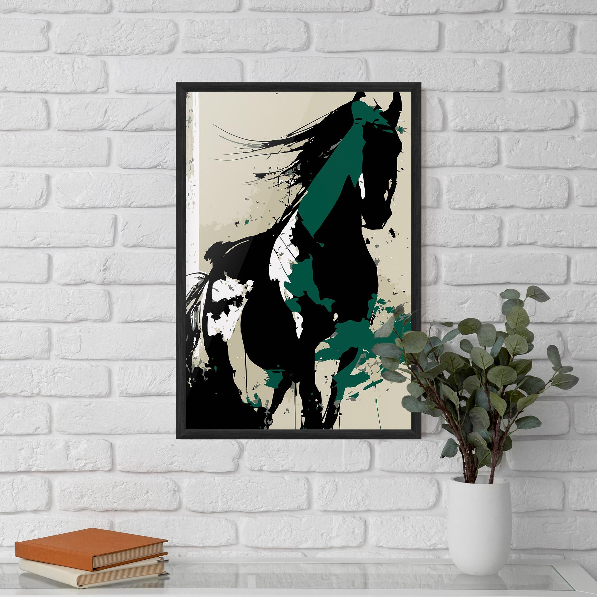 Plakat w Ramie Black Green Horse mockup 5