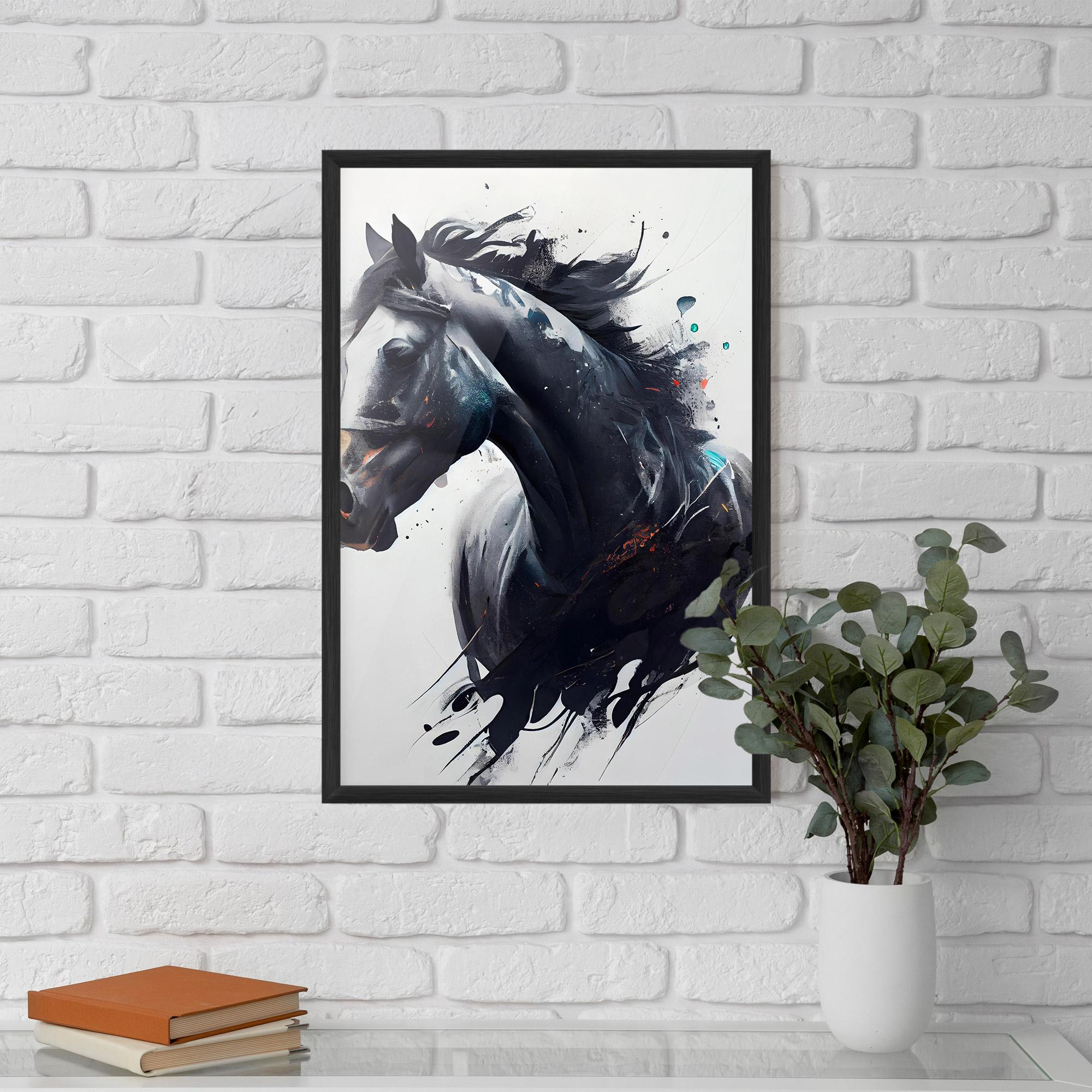 Plakat w Ramie Black Paint Horse mockup 5