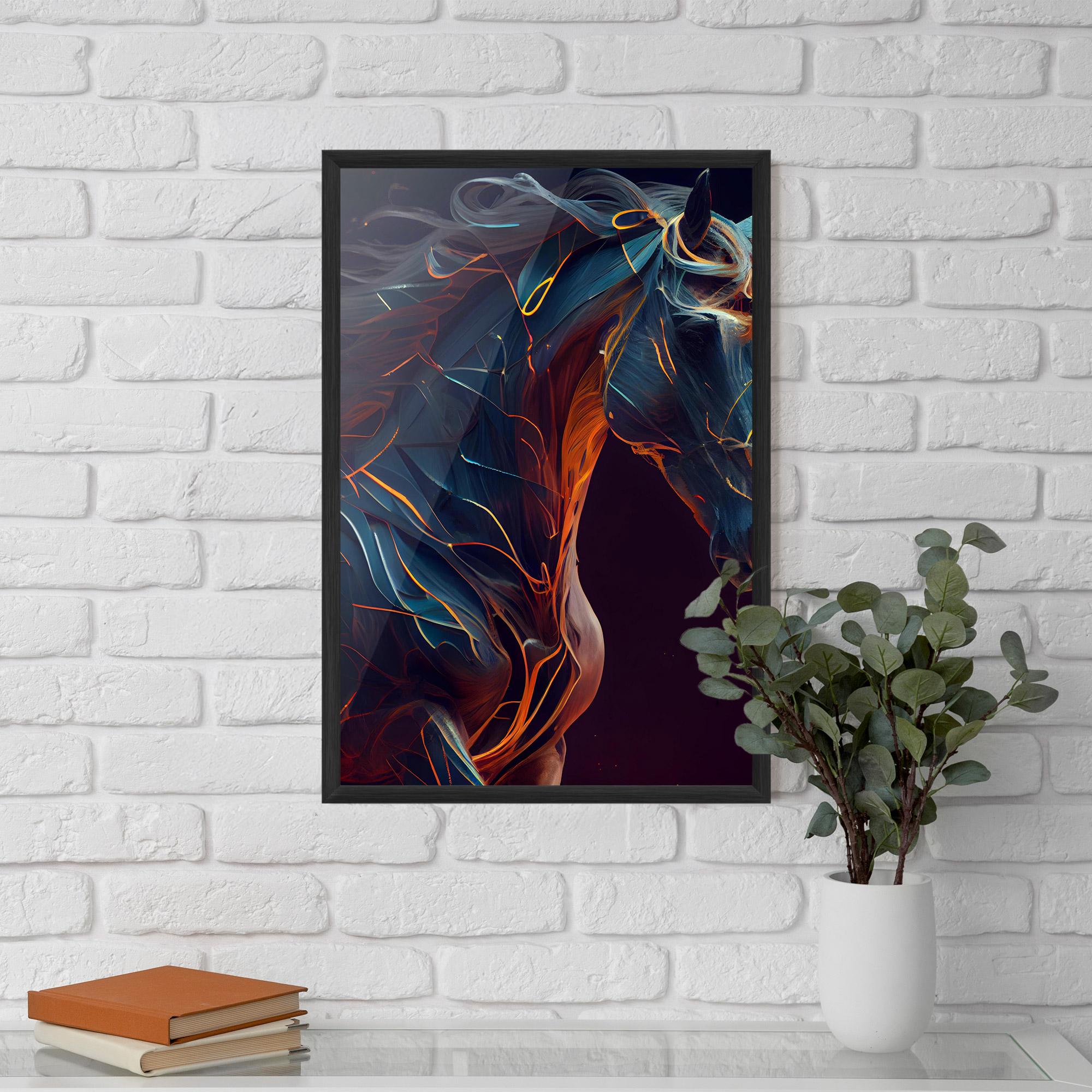Plakat w Ramie Fire Lines Horse mockup 5