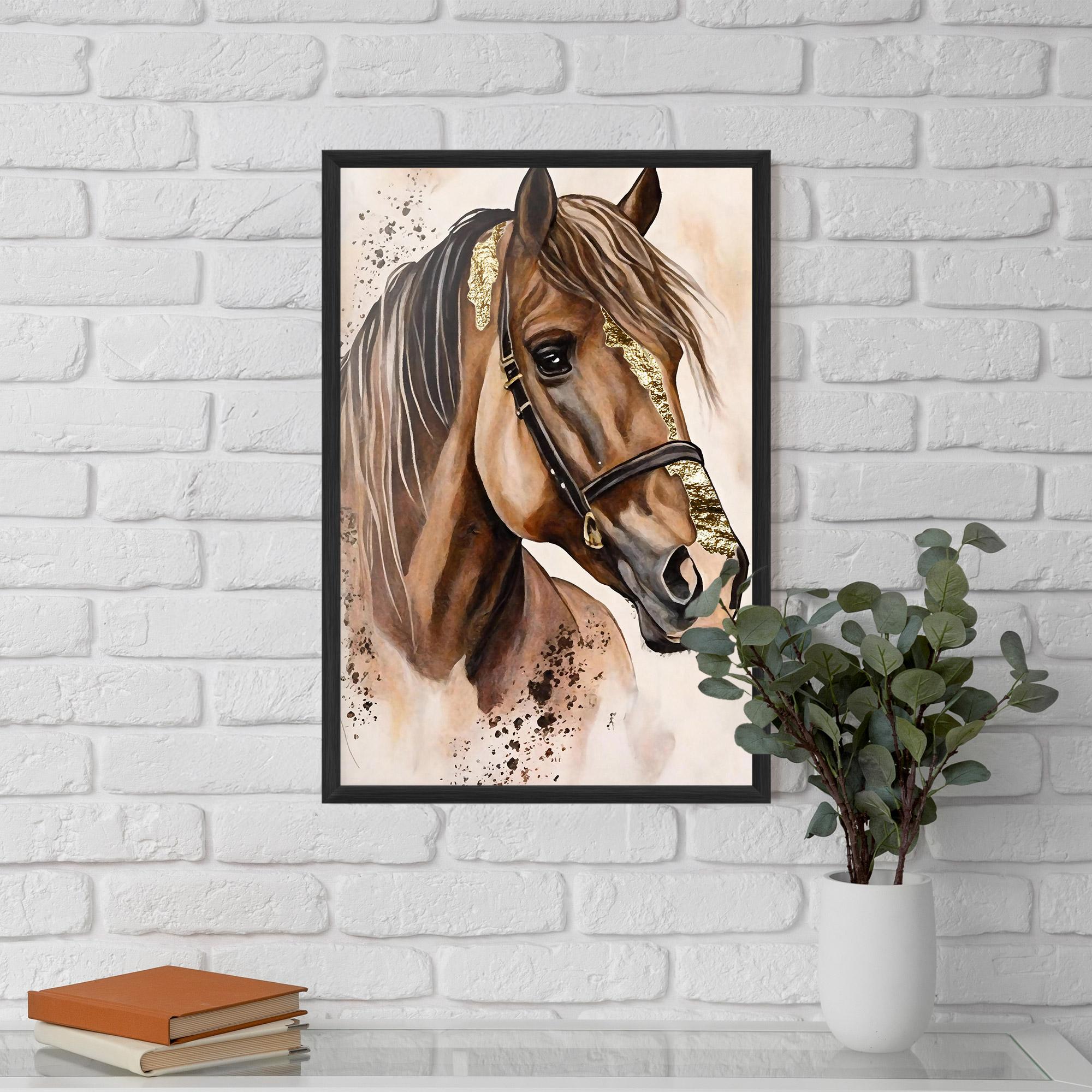 Plakat w Ramie Gold Horse Painting mockup 5