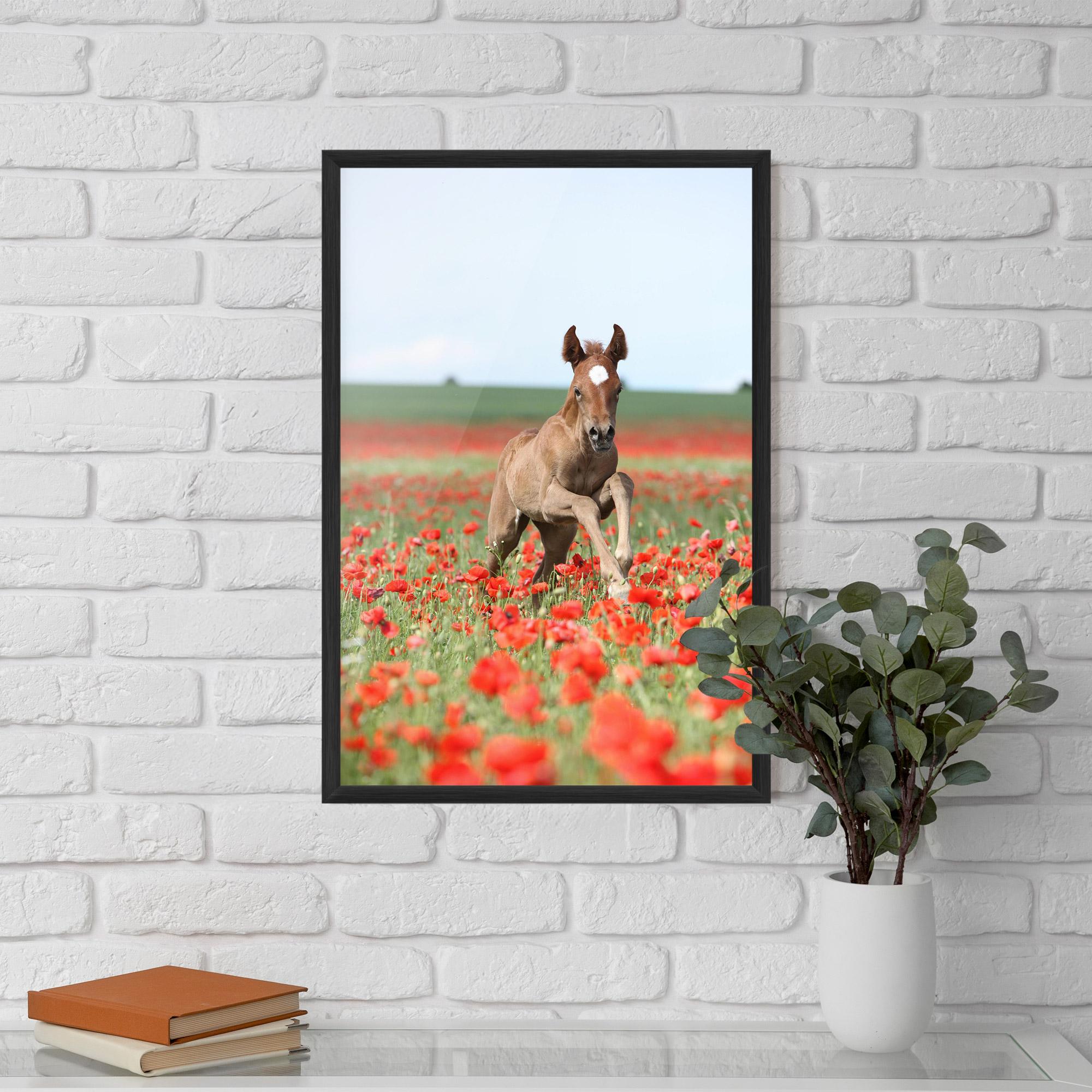 Plakat w Ramie Red Flowers Horse mockup 5