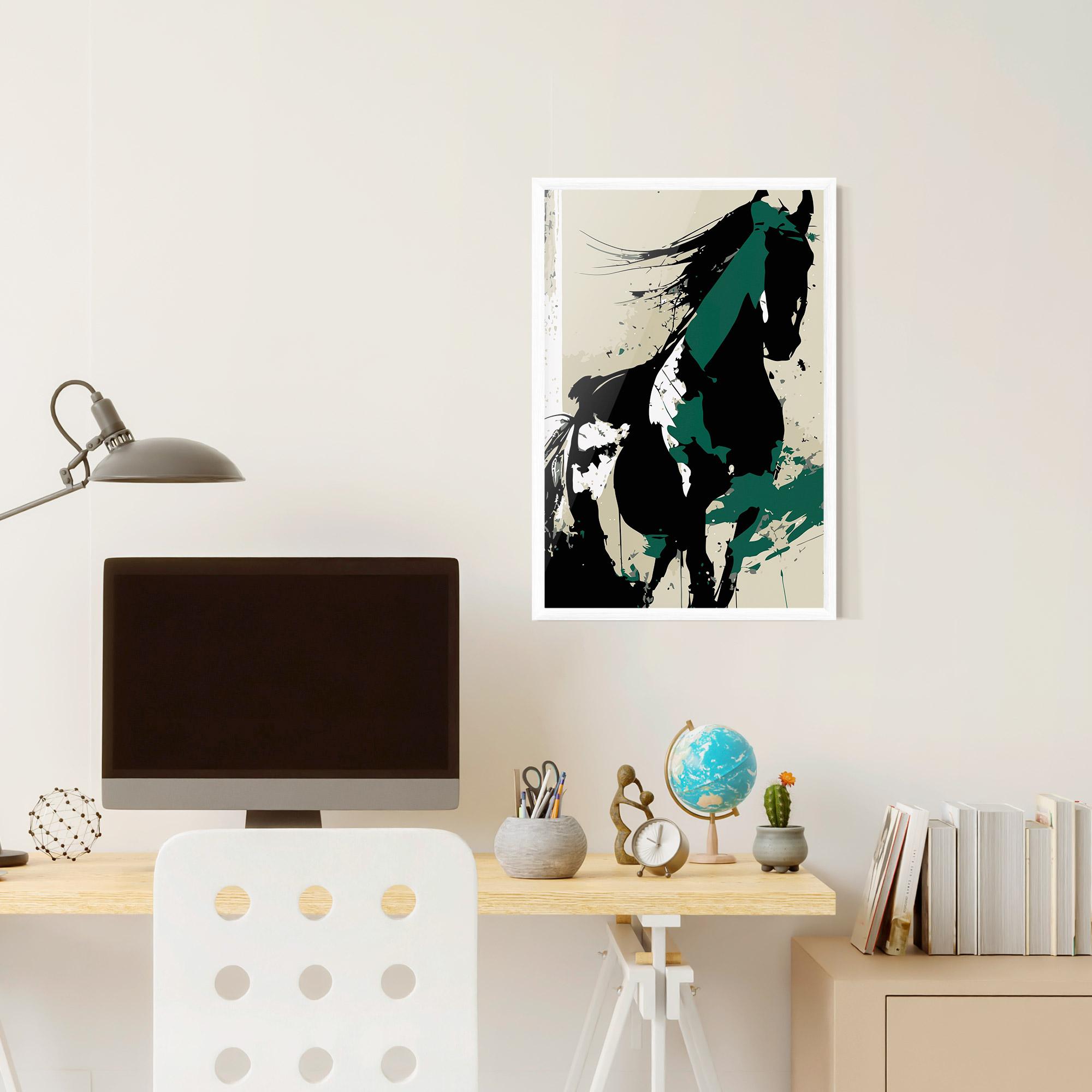 Plakat w Ramie Black Green Horse mockup 6