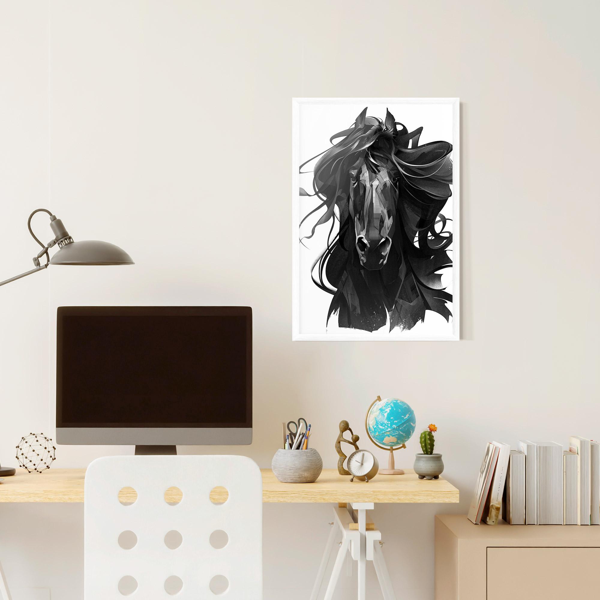 Plakat w Ramie Black Horse Portrait mockup 6