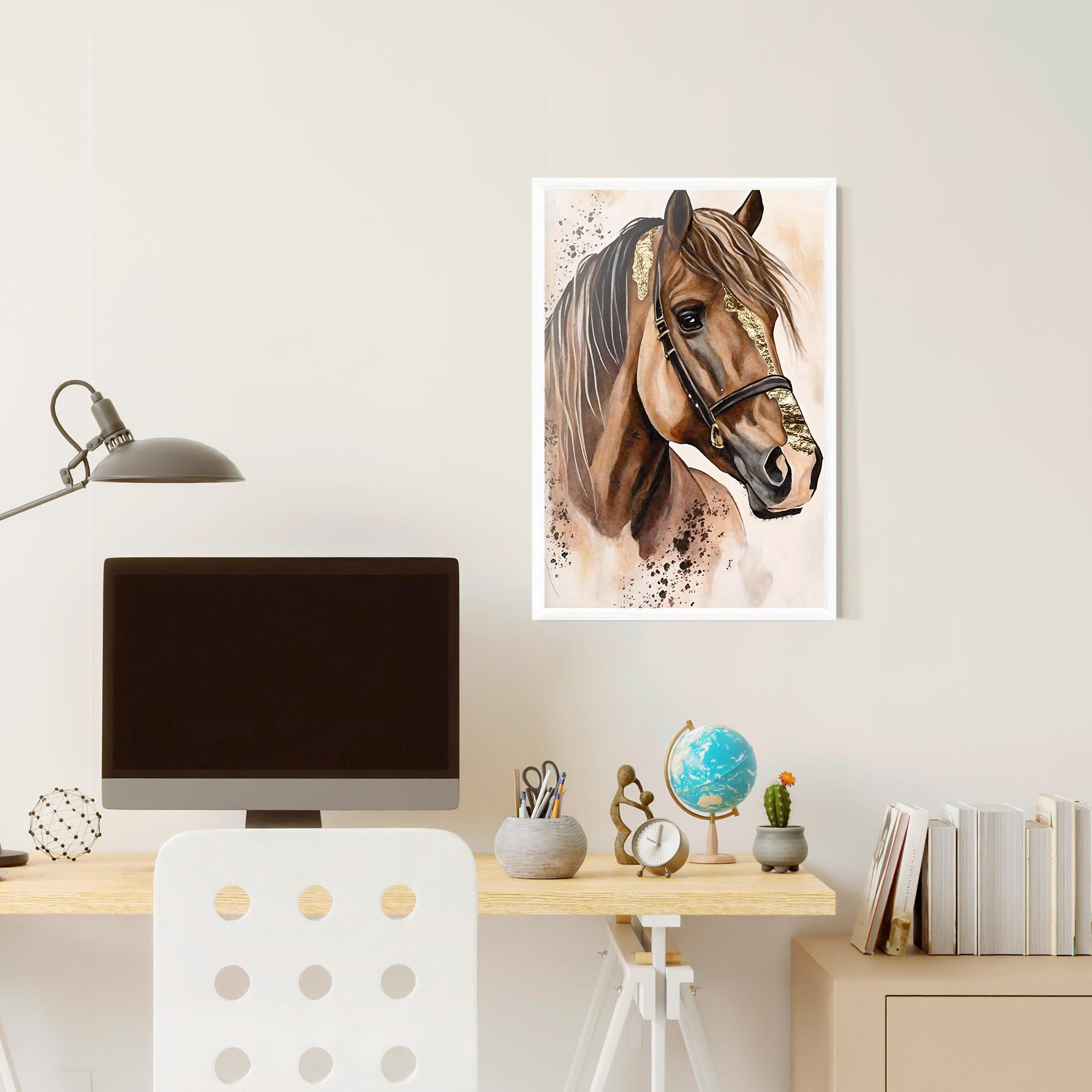 Plakat w Ramie Gold Horse Painting mockup 6