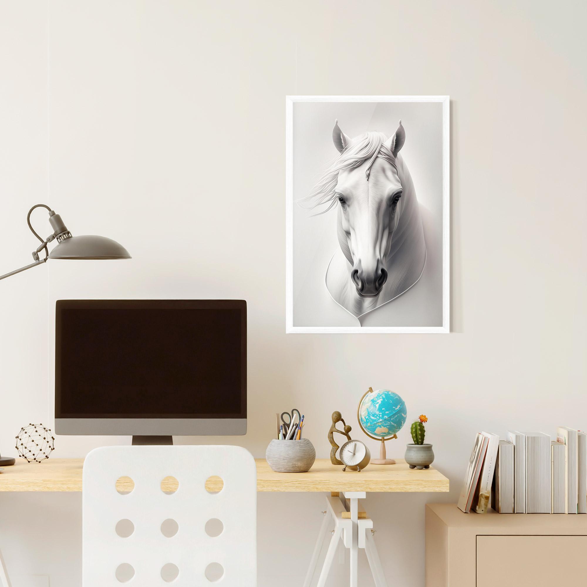 Plakat w Ramie White Horse Portrait mockup 6