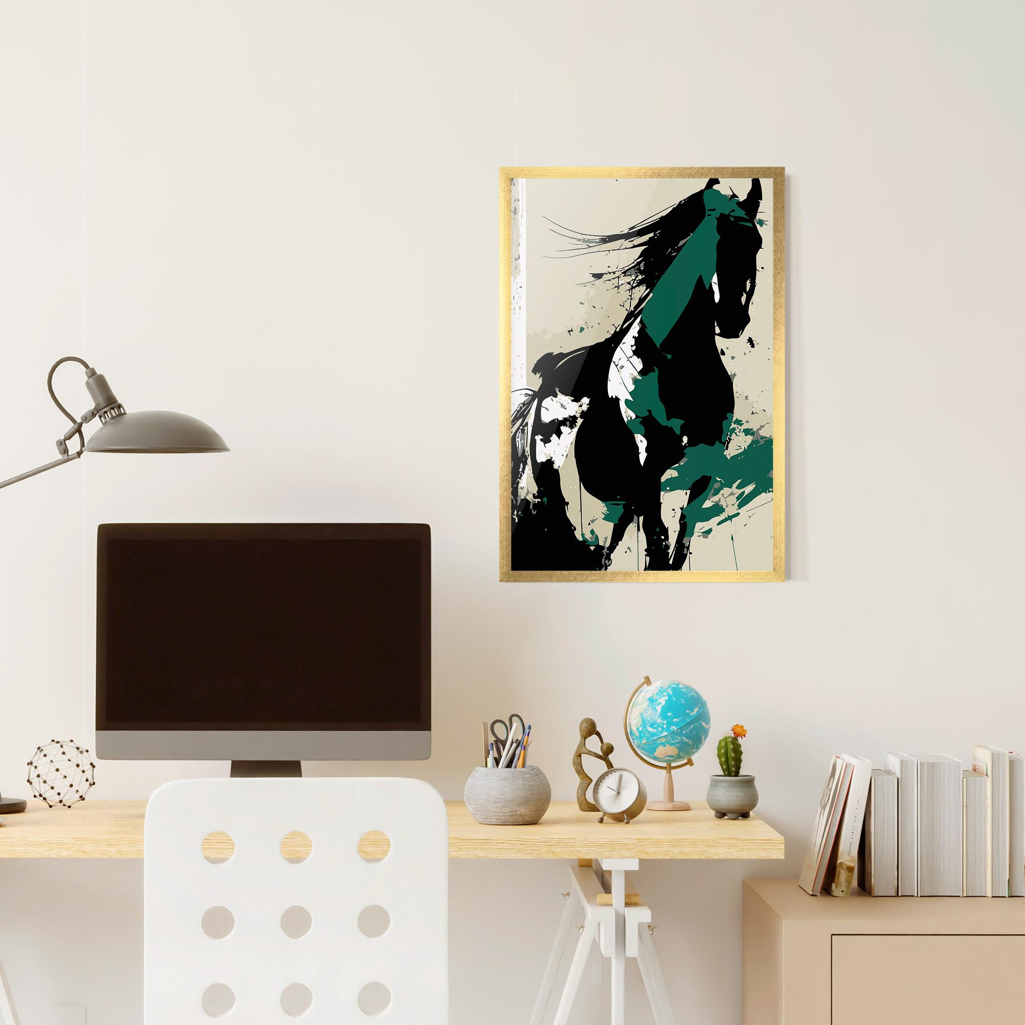 Plakat w Ramie Black Green Horse mockup 6