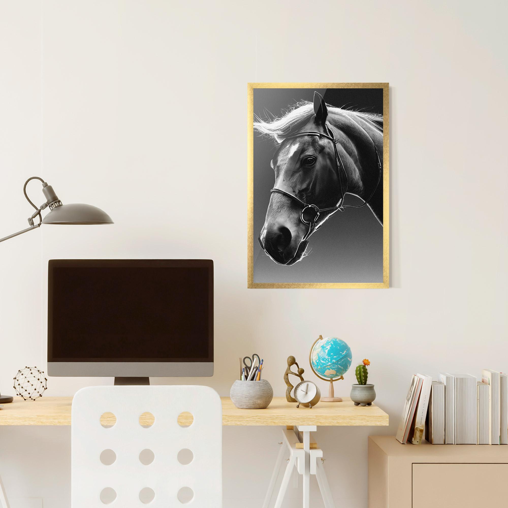 Plakat w Ramie Black Horse Profile mockup 6