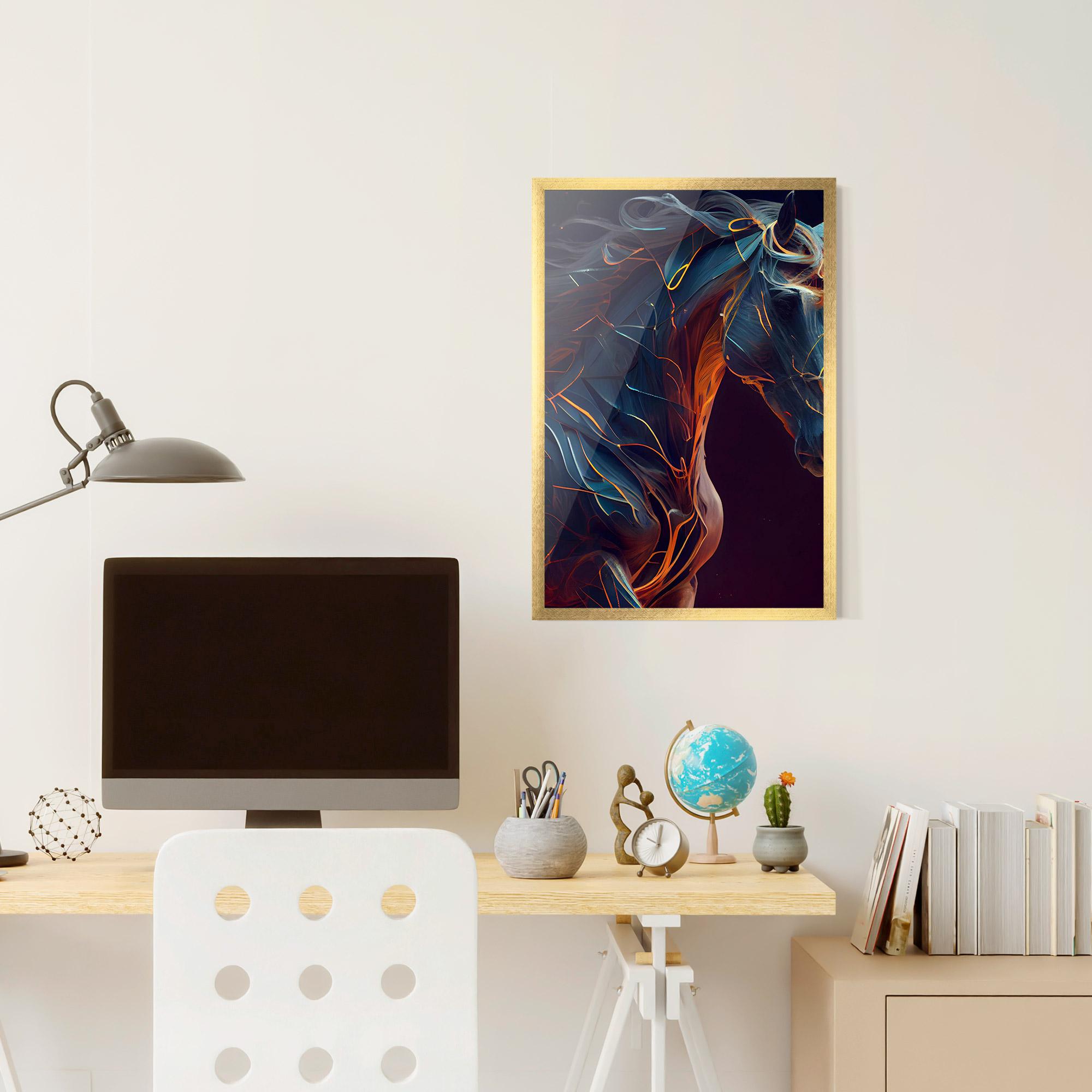 Plakat w Ramie Fire Lines Horse mockup 6