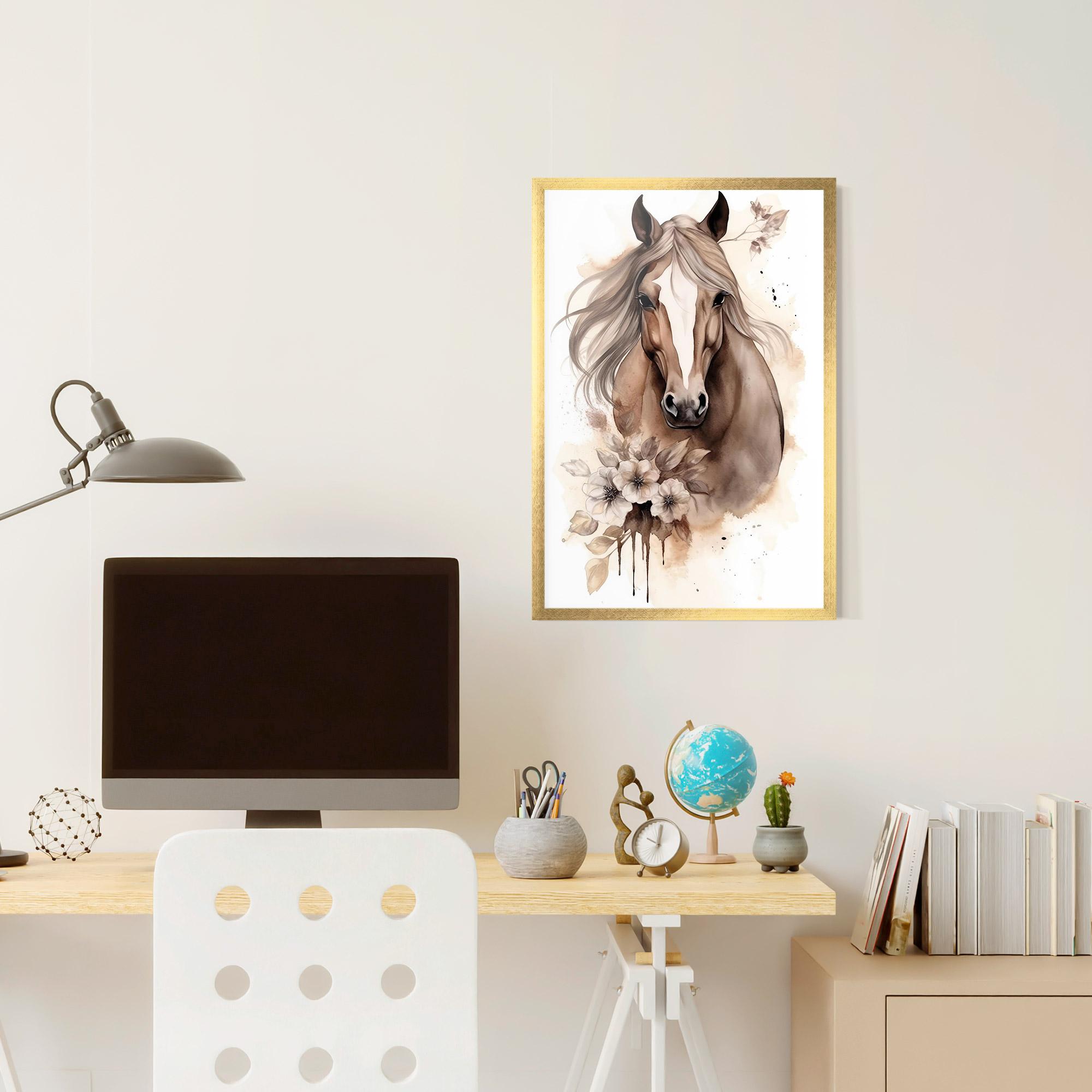 Plakat w Ramie Flower Brown Horse mockup 6