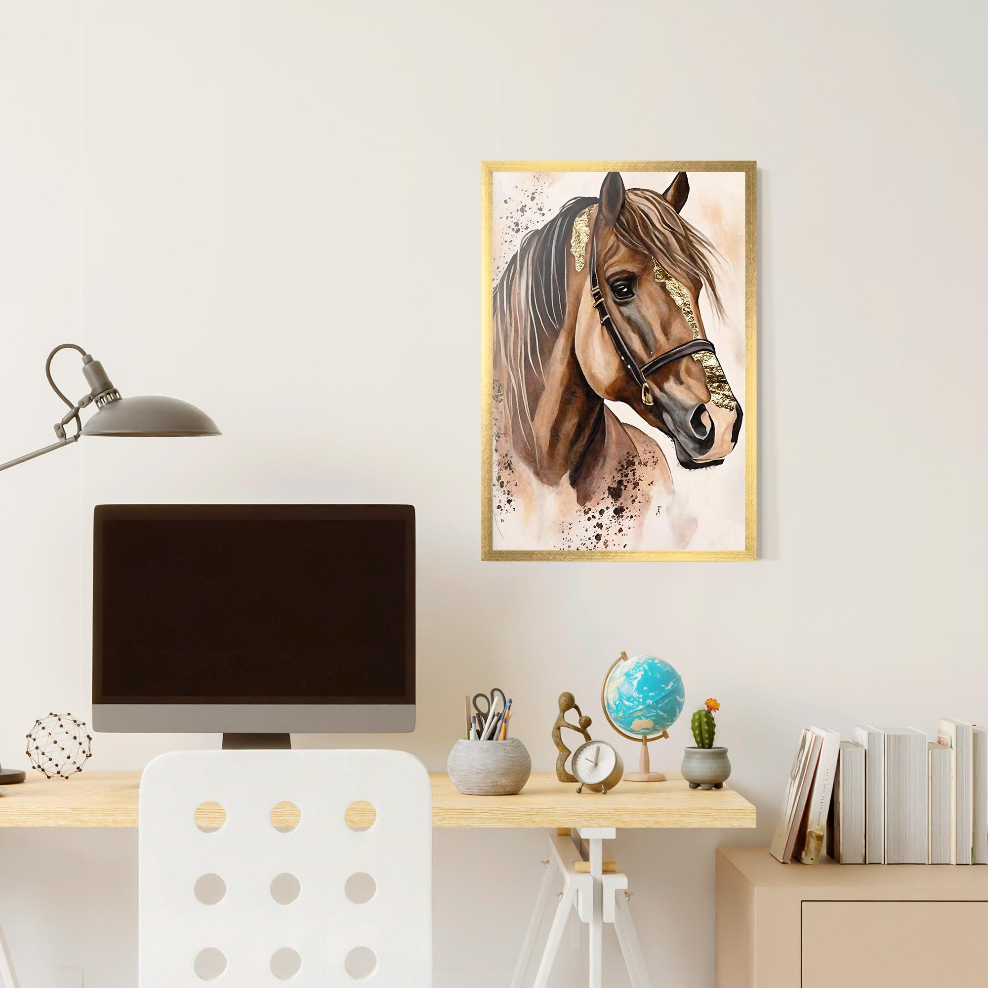 Plakat w Ramie Gold Horse Painting mockup 6