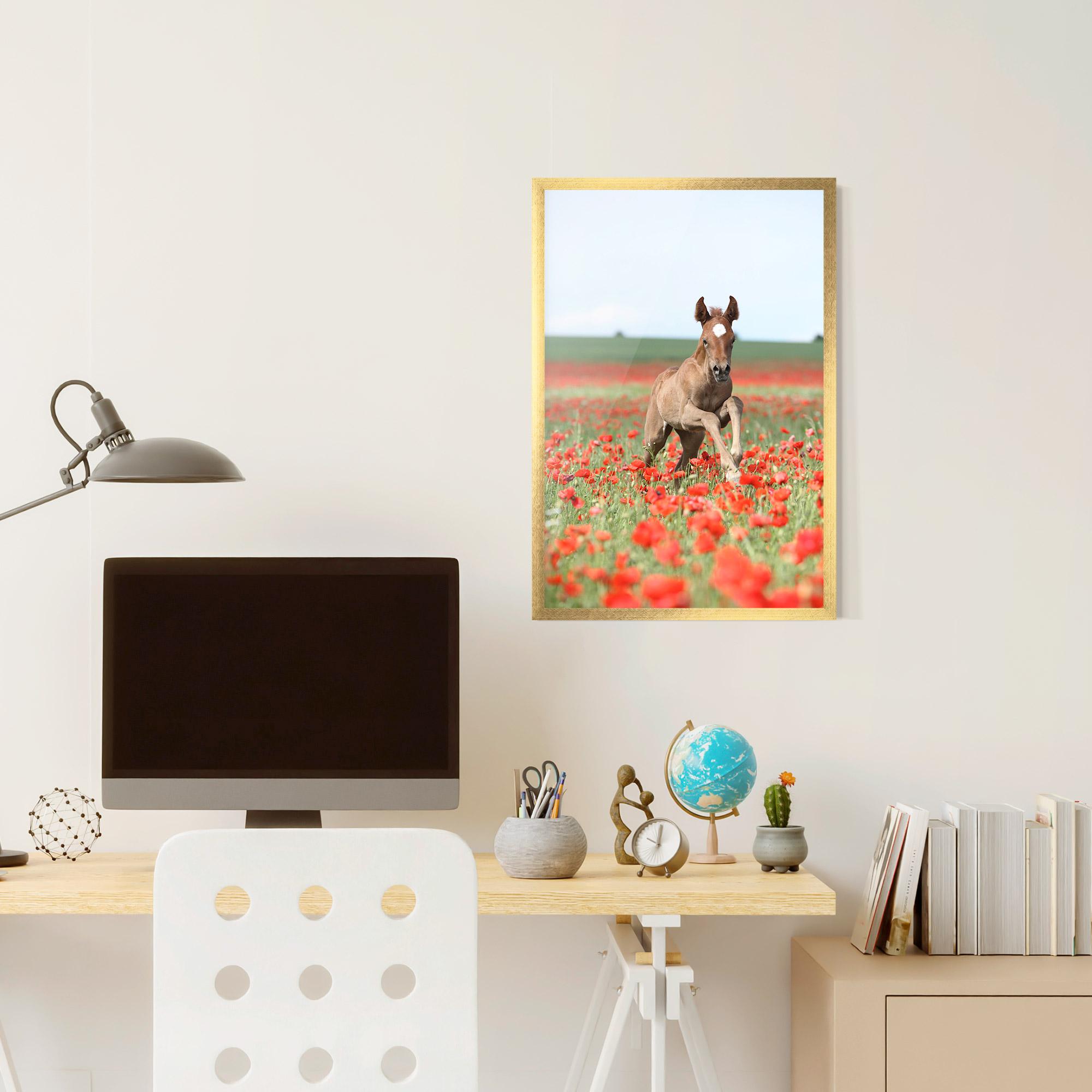 Plakat w Ramie Red Flowers Horse mockup 6