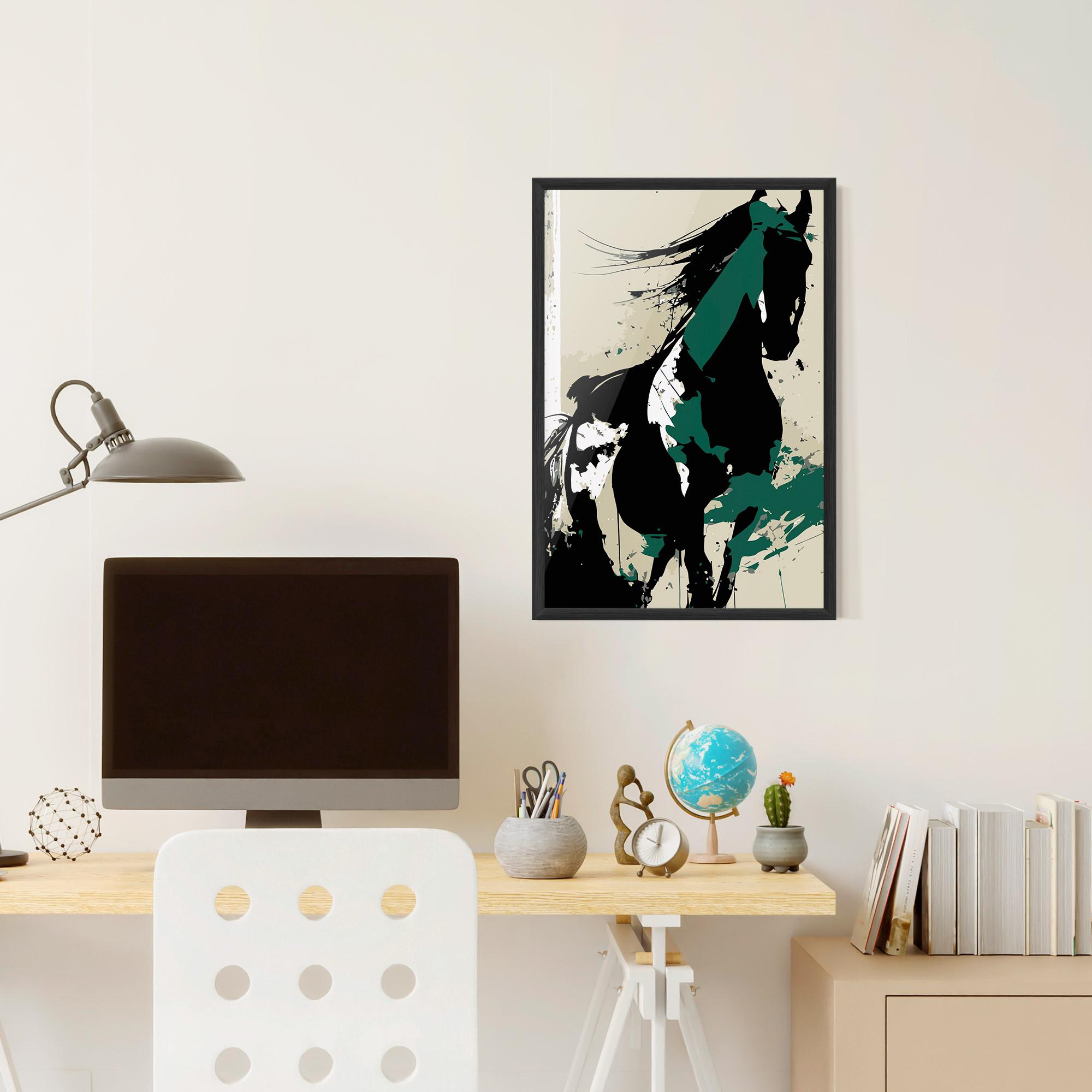 Plakat w Ramie Black Green Horse mockup 6