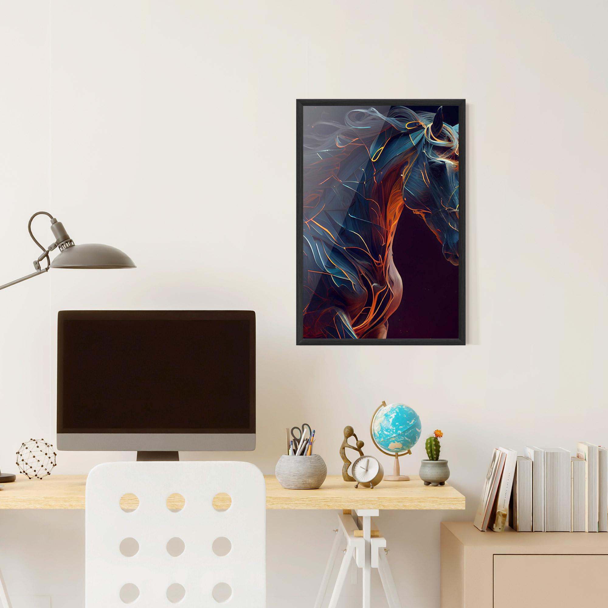 Plakat w Ramie Fire Lines Horse mockup 6