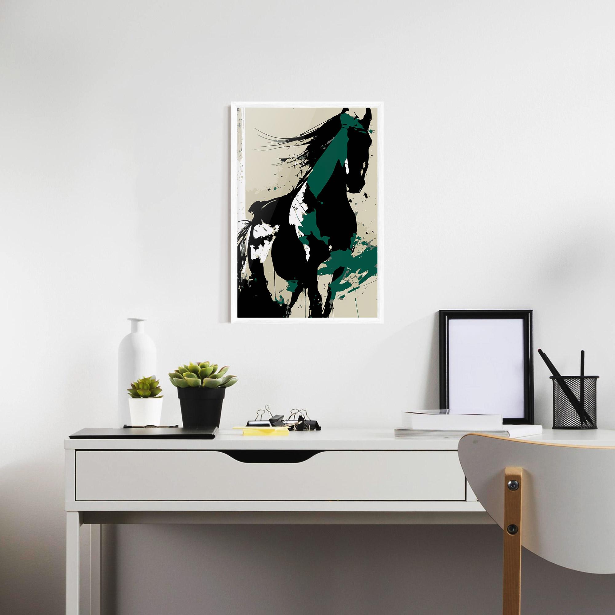 Plakat w Ramie Black Green Horse mockup 7