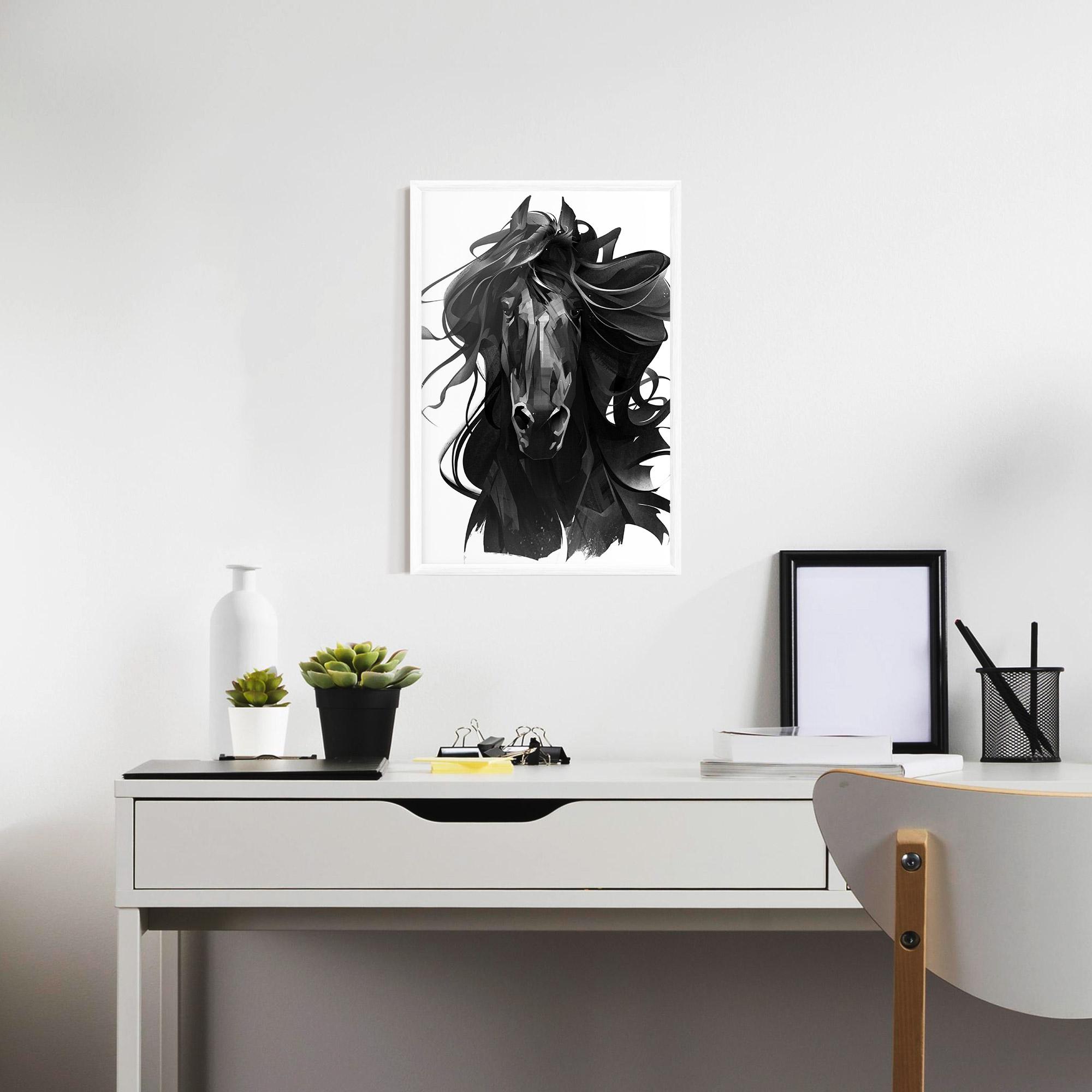 Plakat w Ramie Black Horse Portrait mockup 7