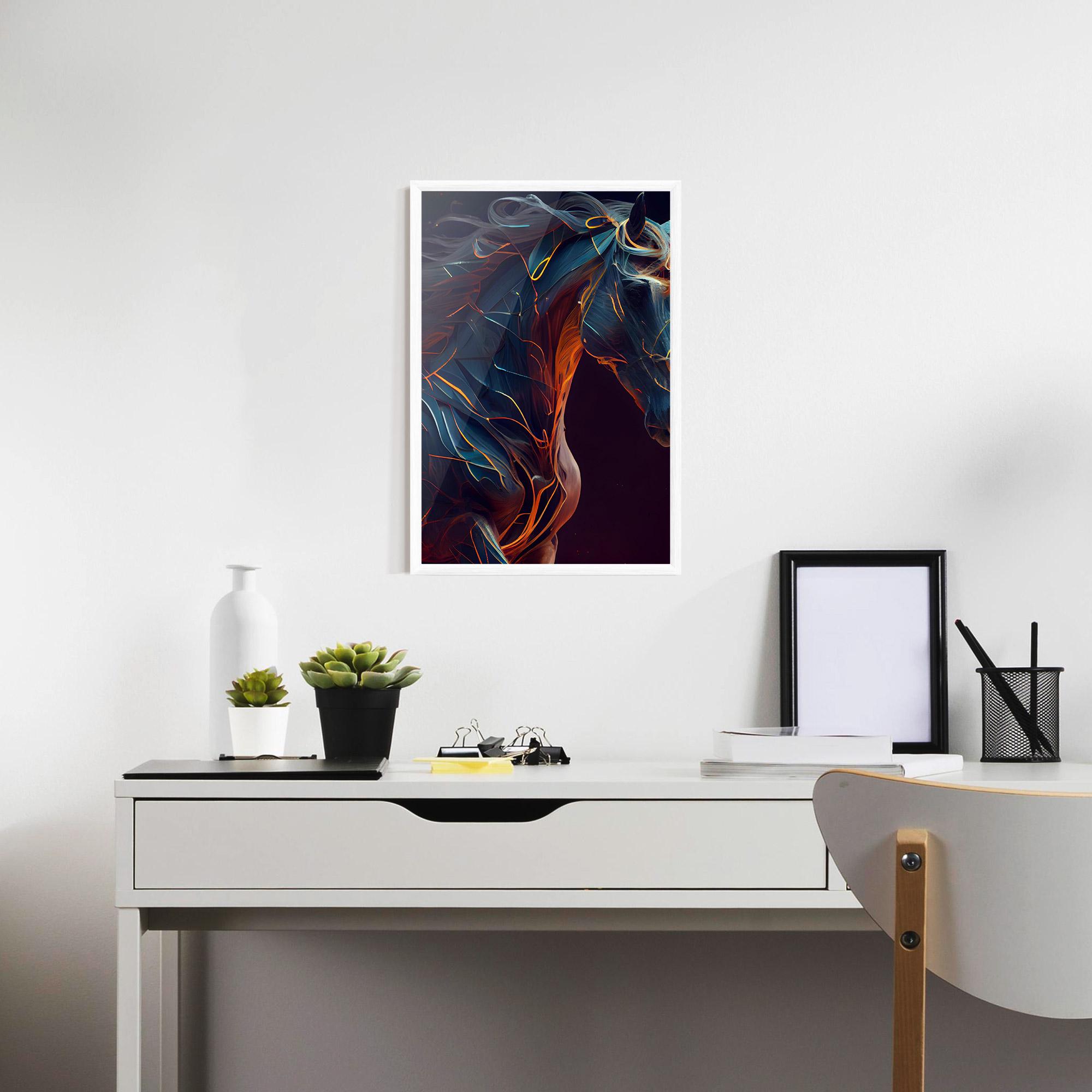 Plakat w Ramie Fire Lines Horse mockup 7