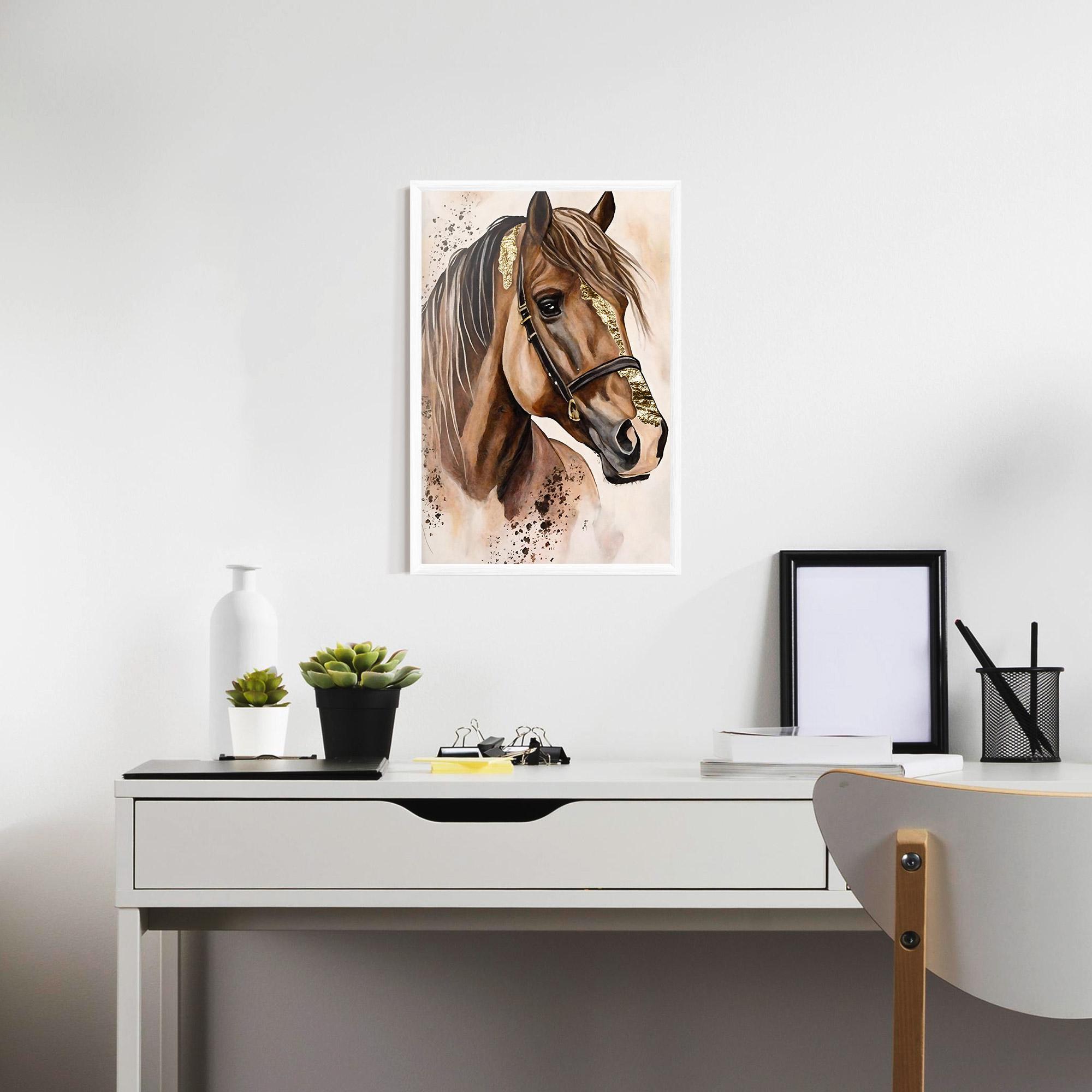 Plakat w Ramie Gold Horse Painting mockup 7