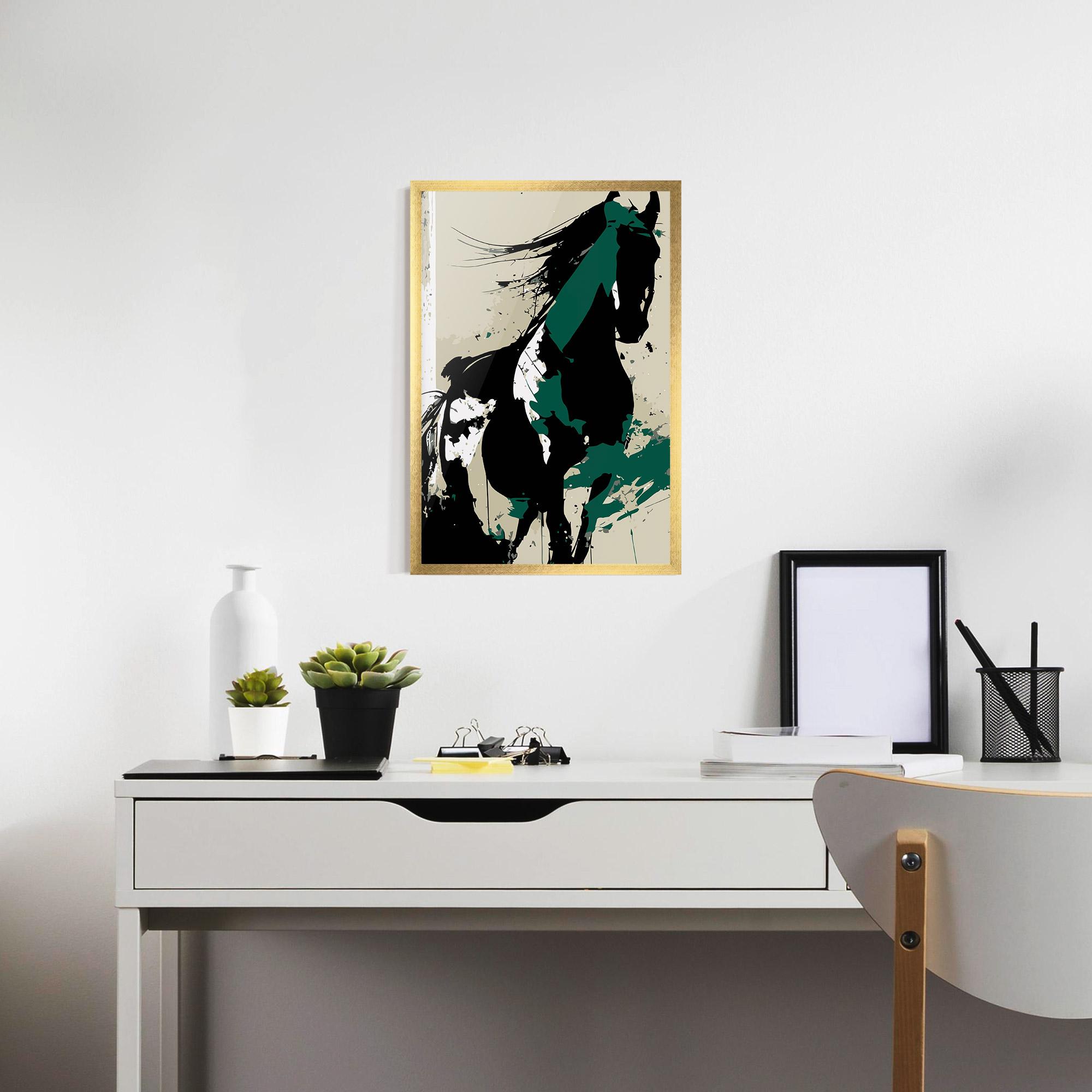 Plakat w Ramie Black Green Horse mockup 7