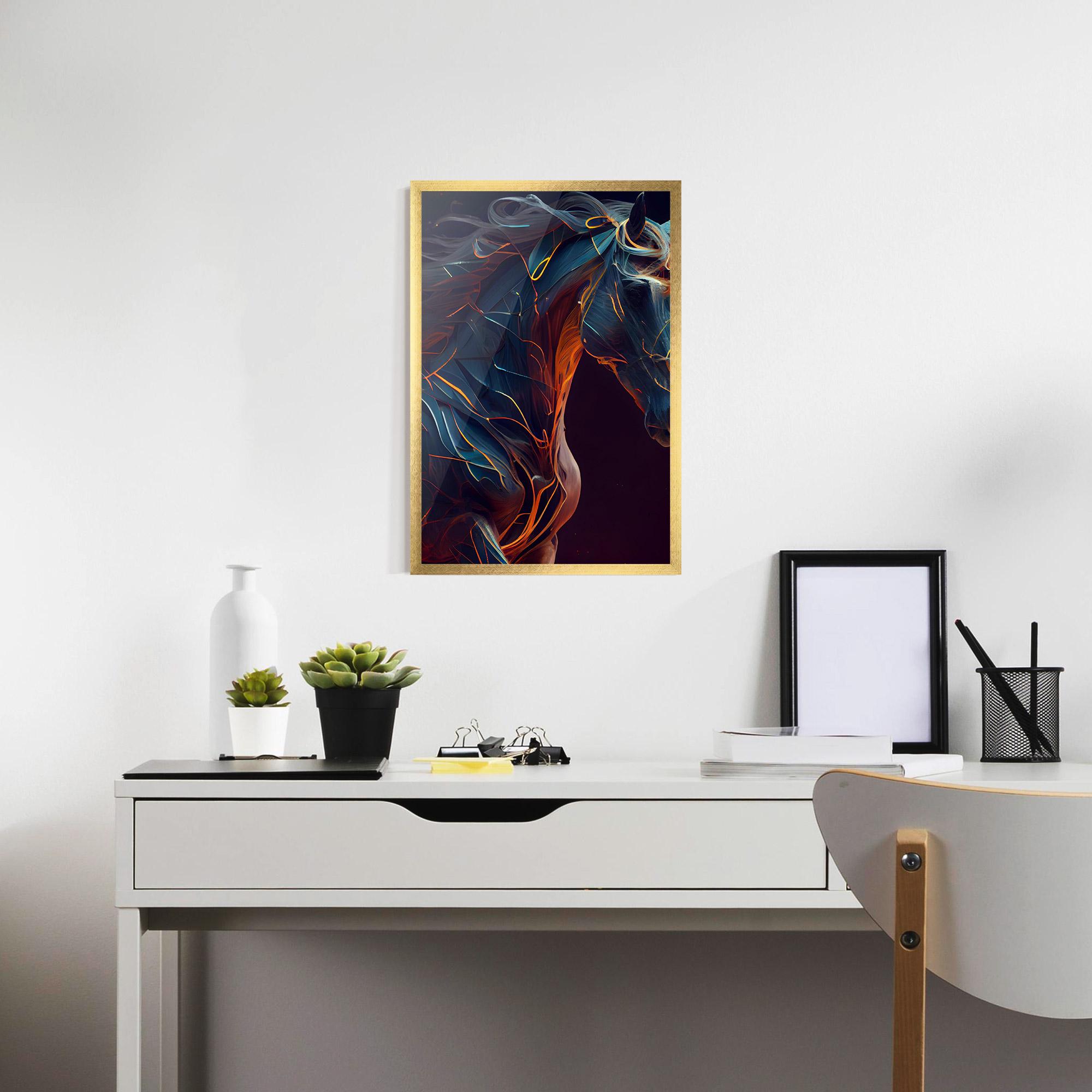 Plakat w Ramie Fire Lines Horse mockup 7