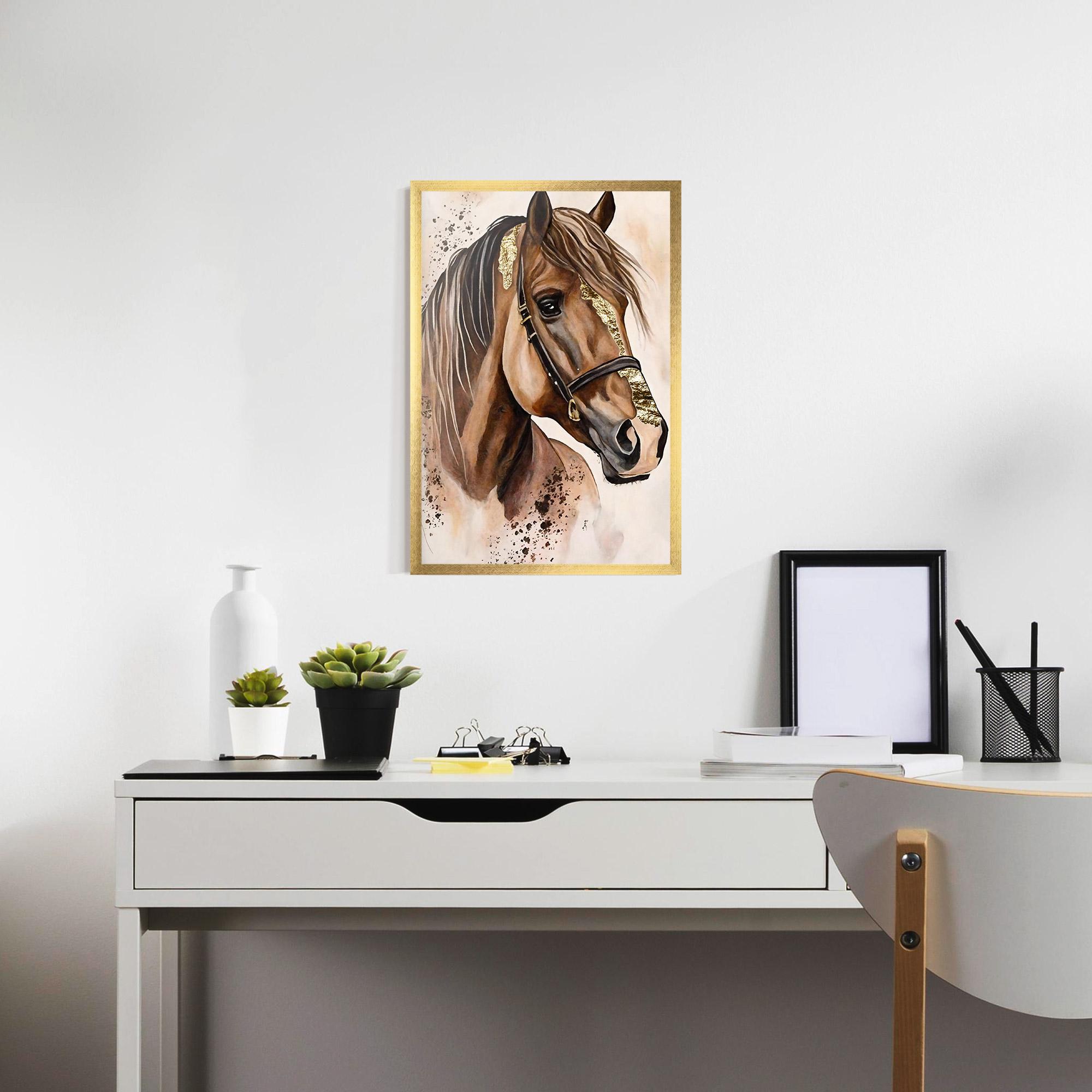 Plakat w Ramie Gold Horse Painting mockup 7
