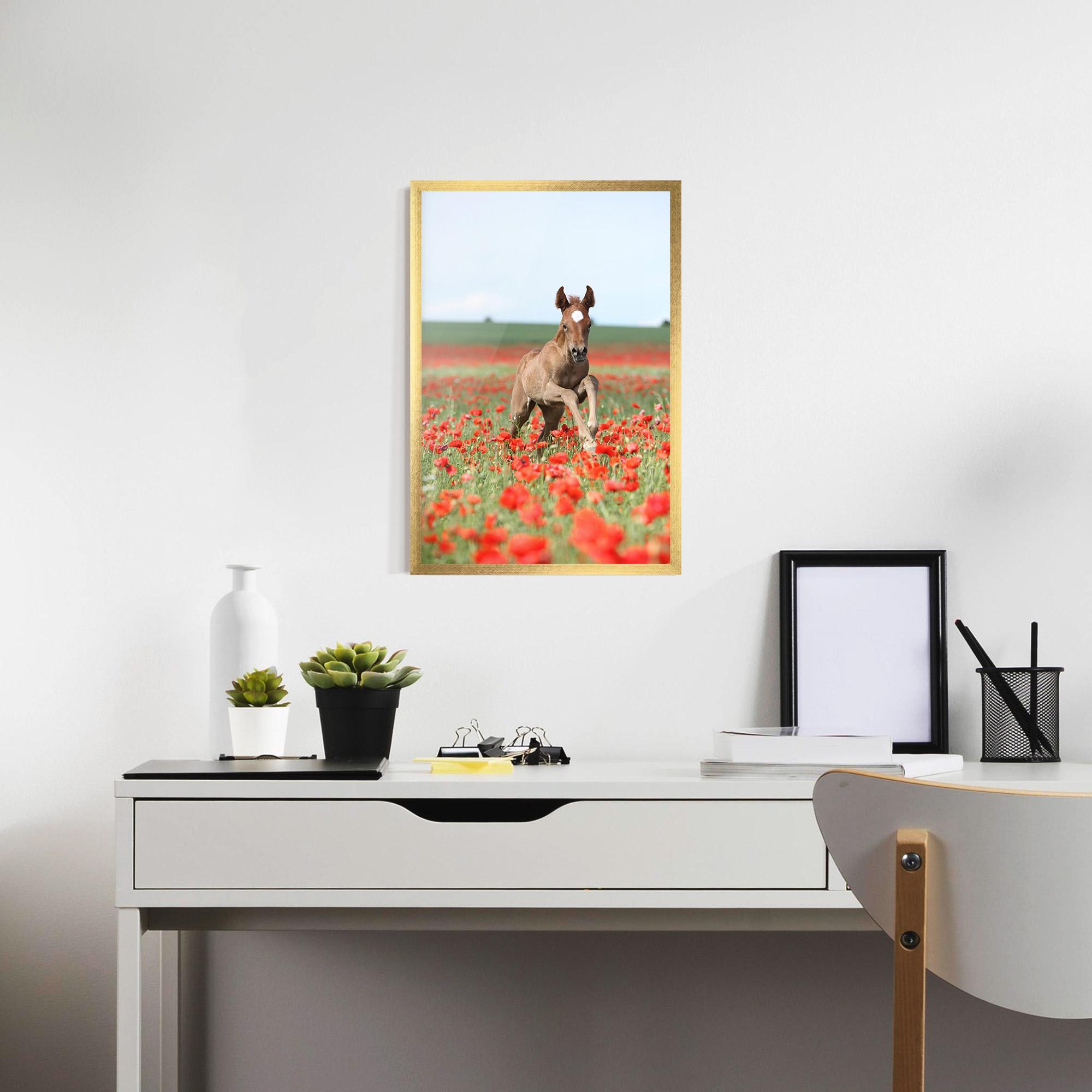 Plakat w Ramie Red Flowers Horse mockup 7