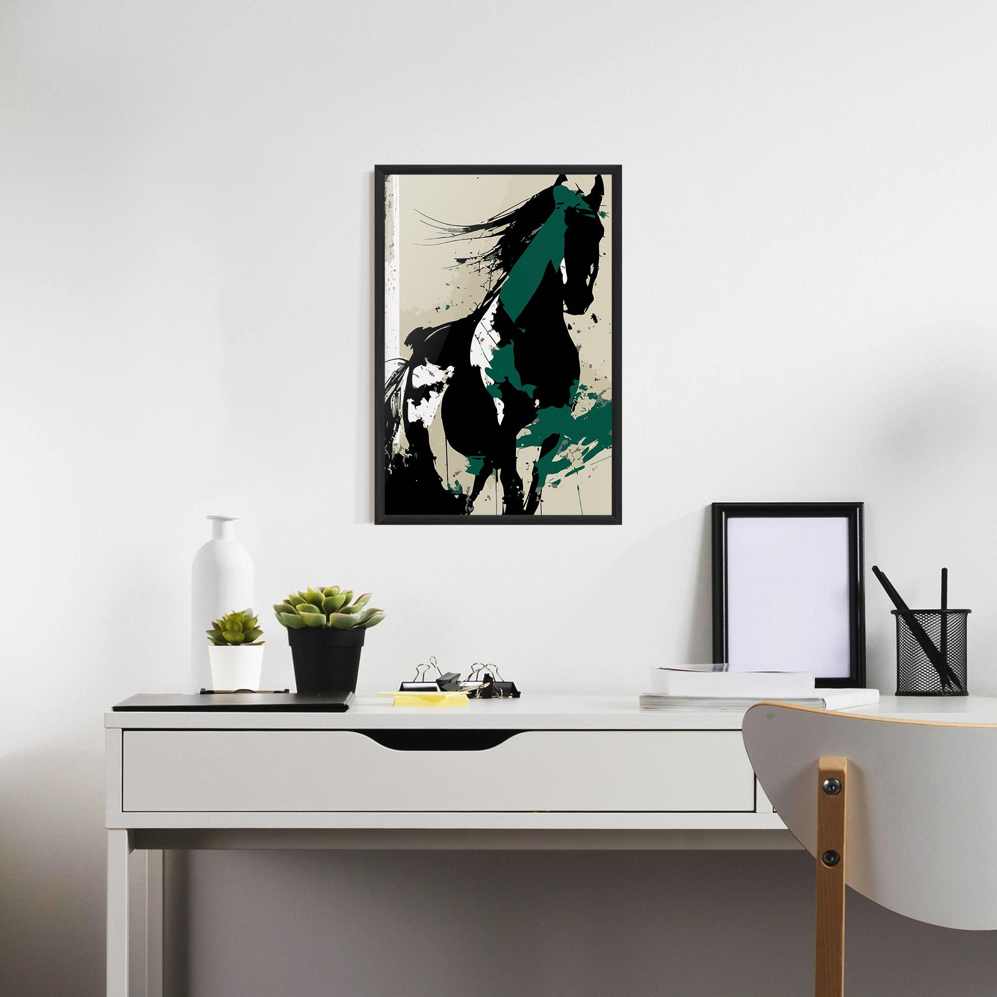 Plakat w Ramie Black Green Horse mockup 7
