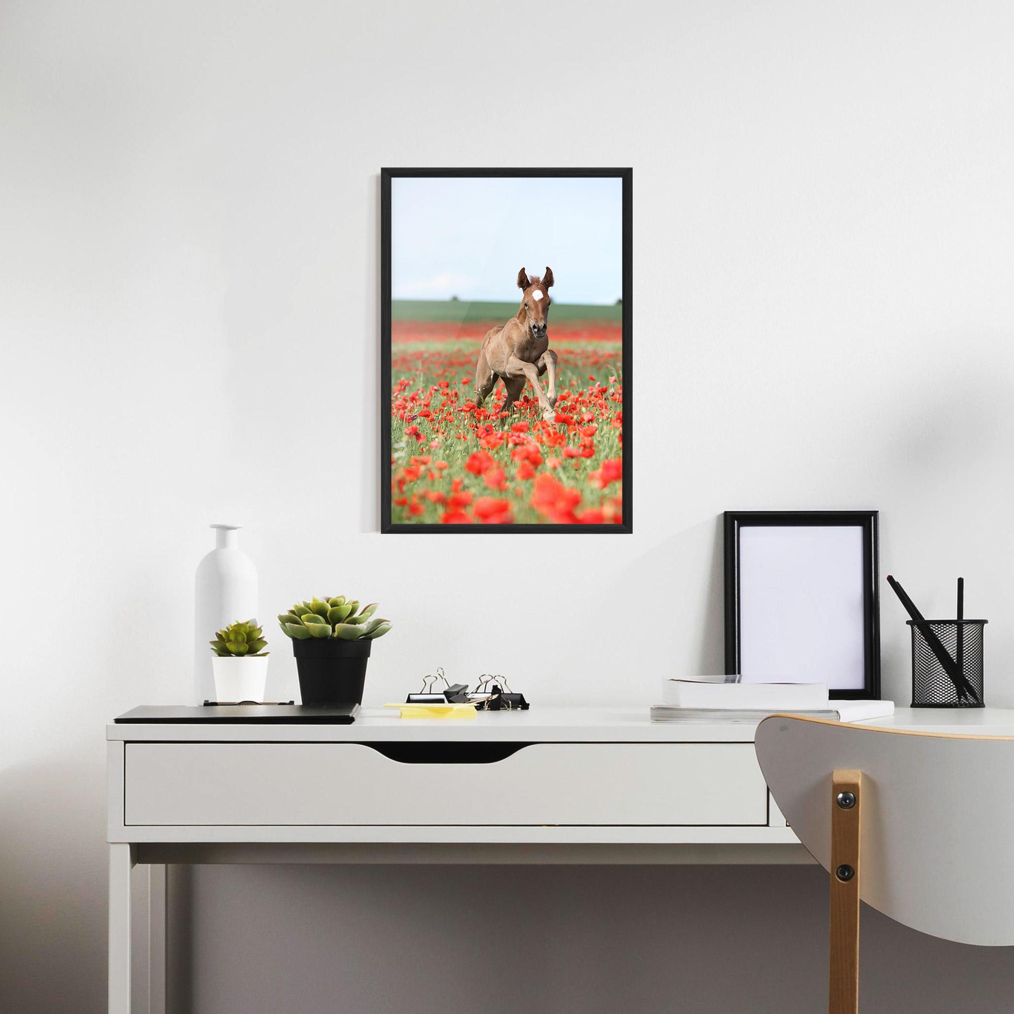 Plakat w Ramie Red Flowers Horse mockup 7