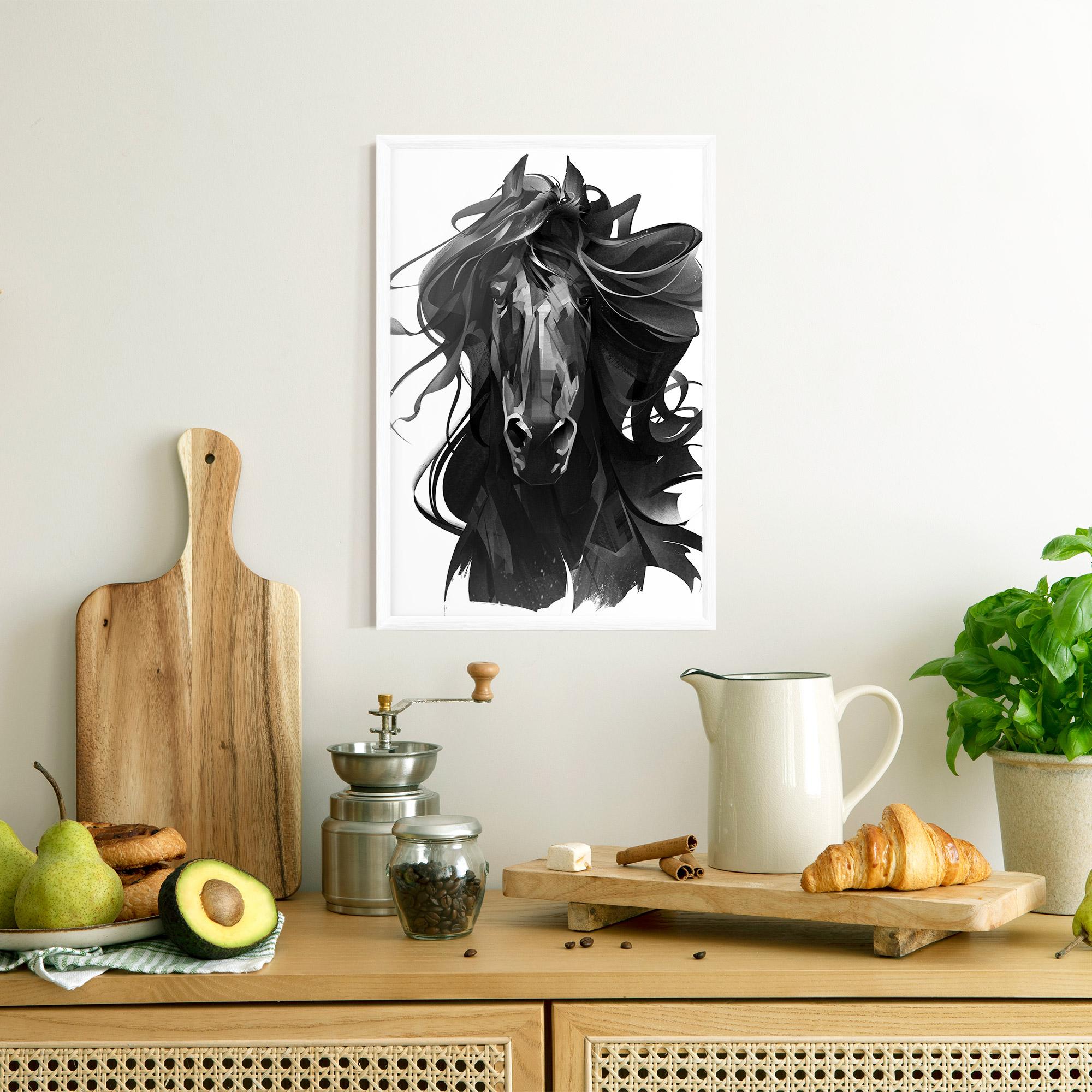 Plakat w Ramie Black Horse Portrait mockup 8