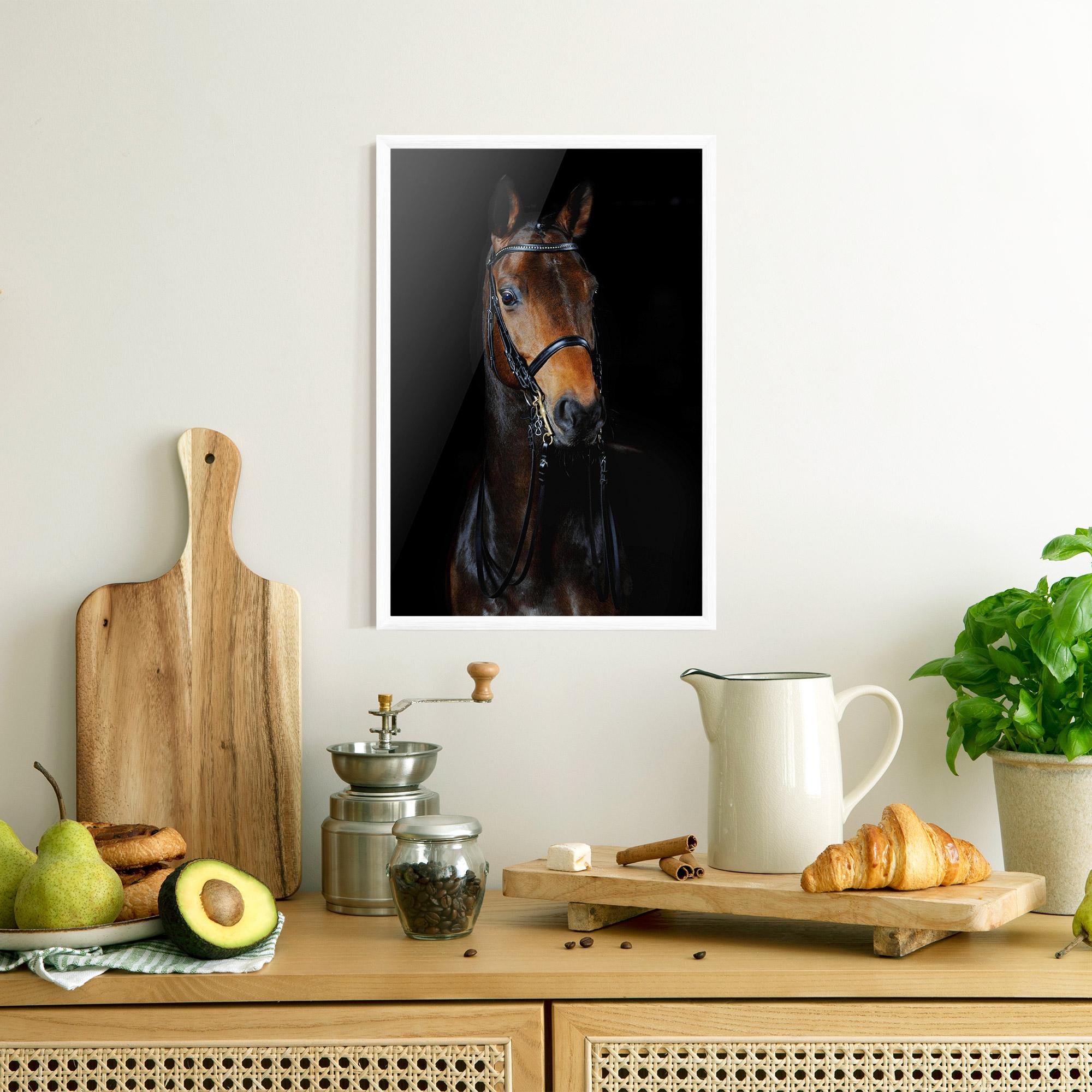 Plakat w Ramie Brown Horse On Black mockup 8