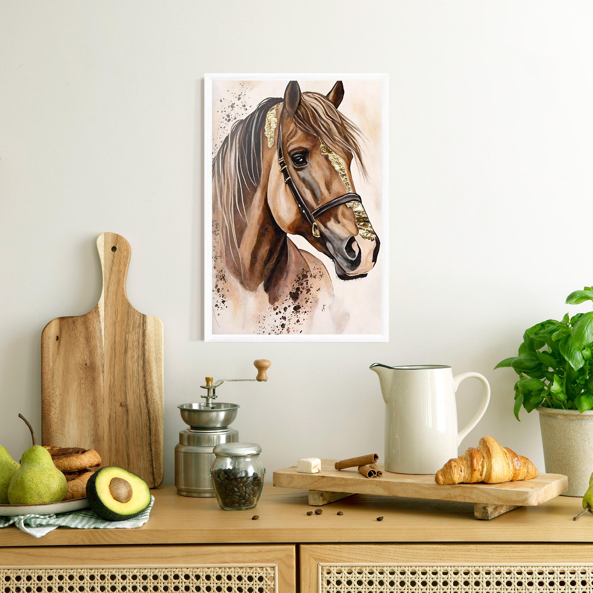 Plakat w Ramie Gold Horse Painting mockup 8