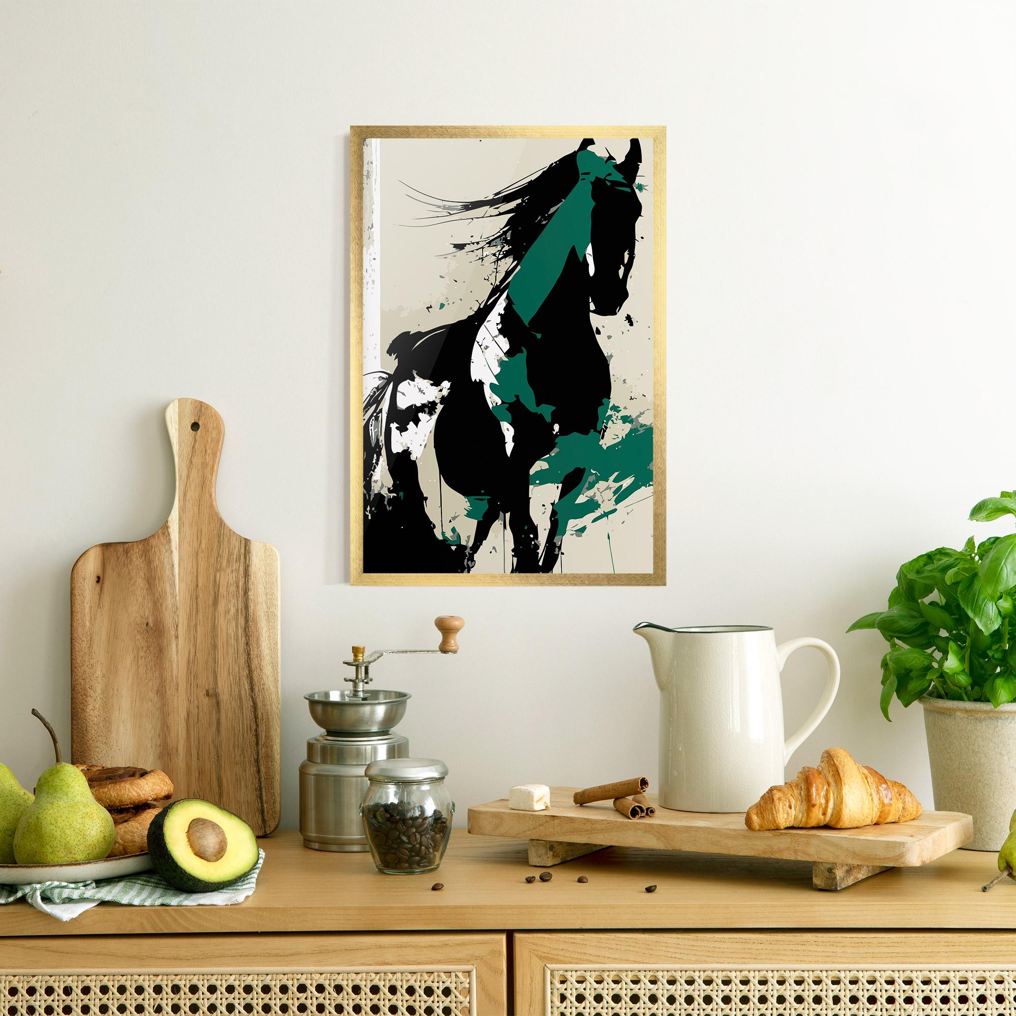 Plakat w Ramie Black Green Horse mockup 8