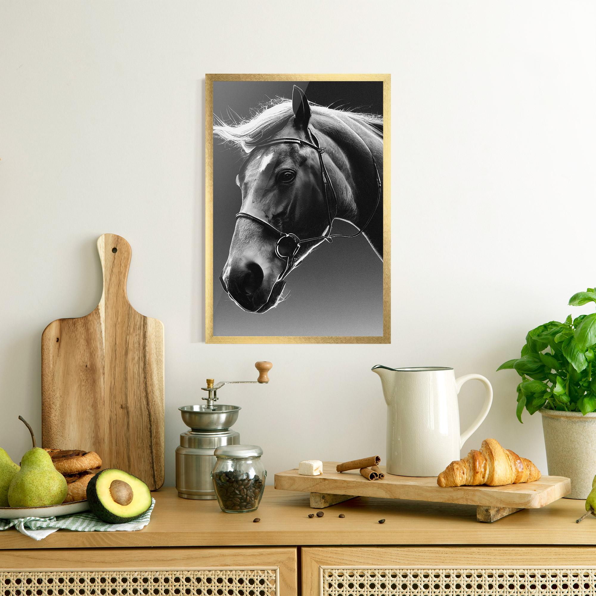 Plakat w Ramie Black Horse Profile mockup 8