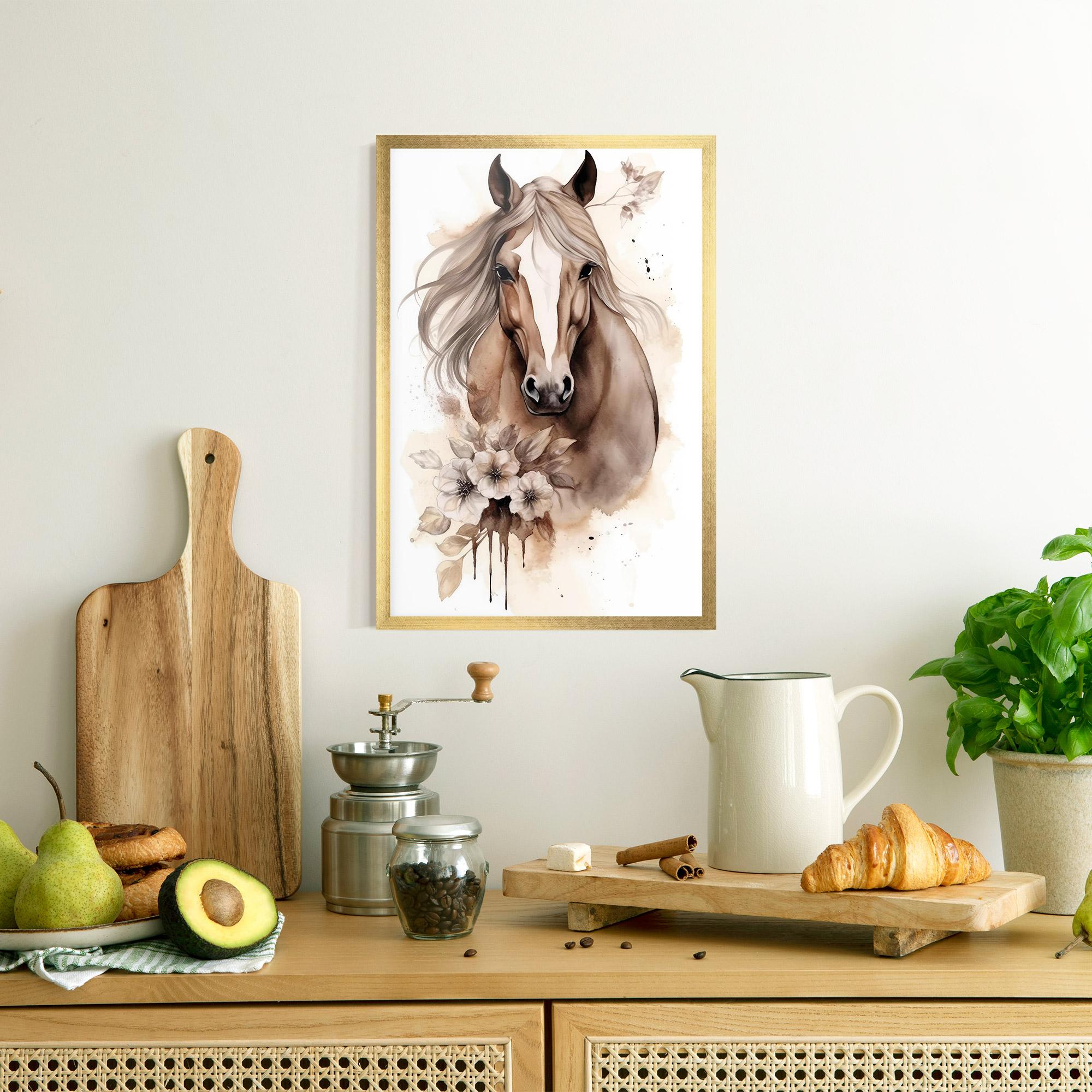 Plakat w Ramie Flower Brown Horse mockup 8