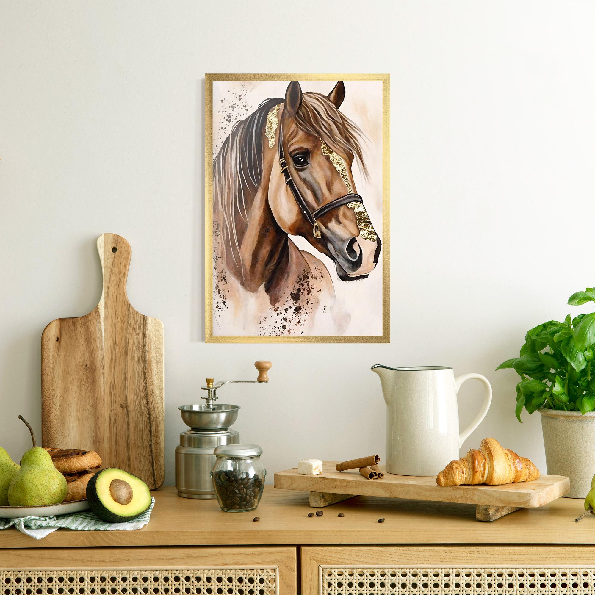 Plakat w Ramie Gold Horse Painting mockup 8