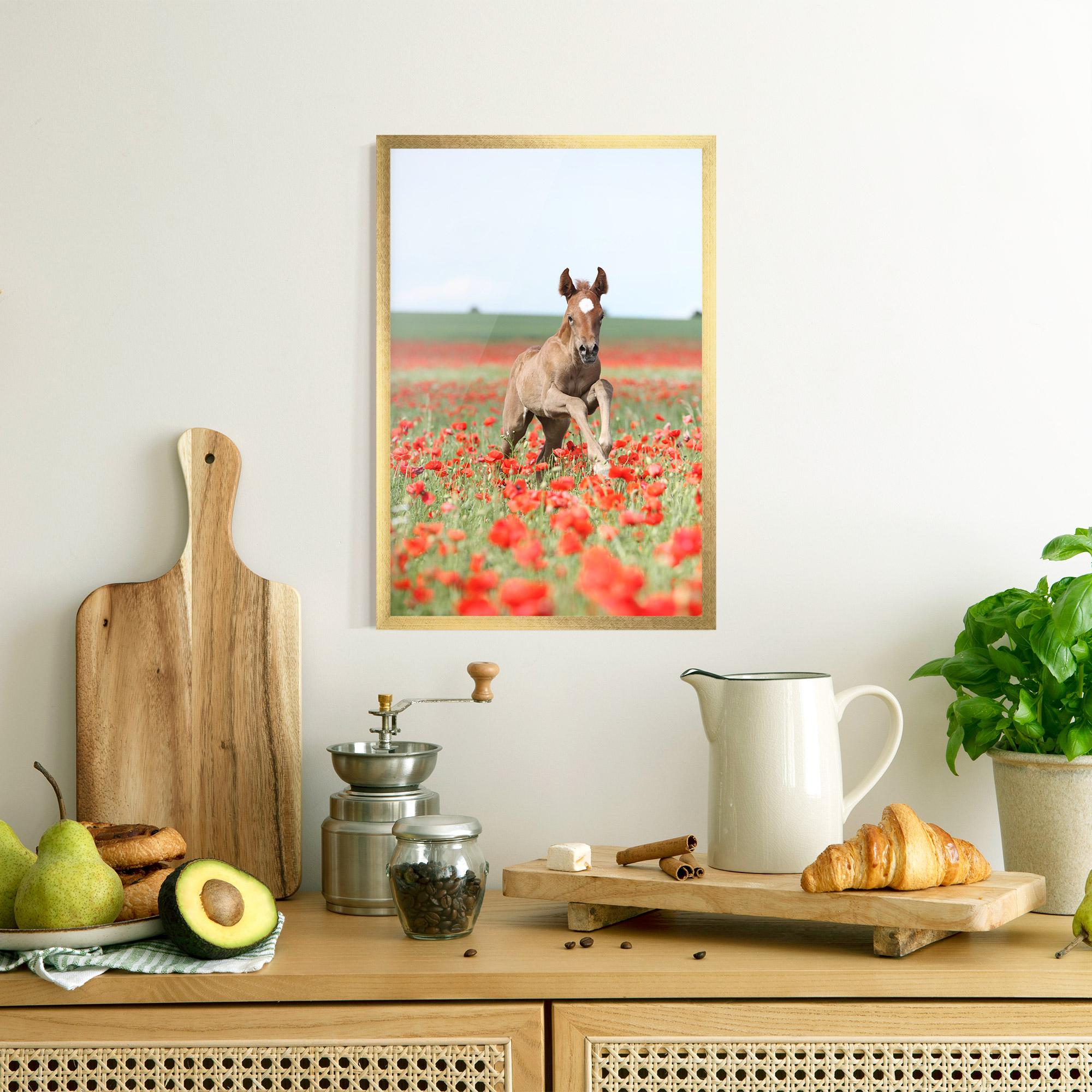 Plakat w Ramie Red Flowers Horse mockup 8
